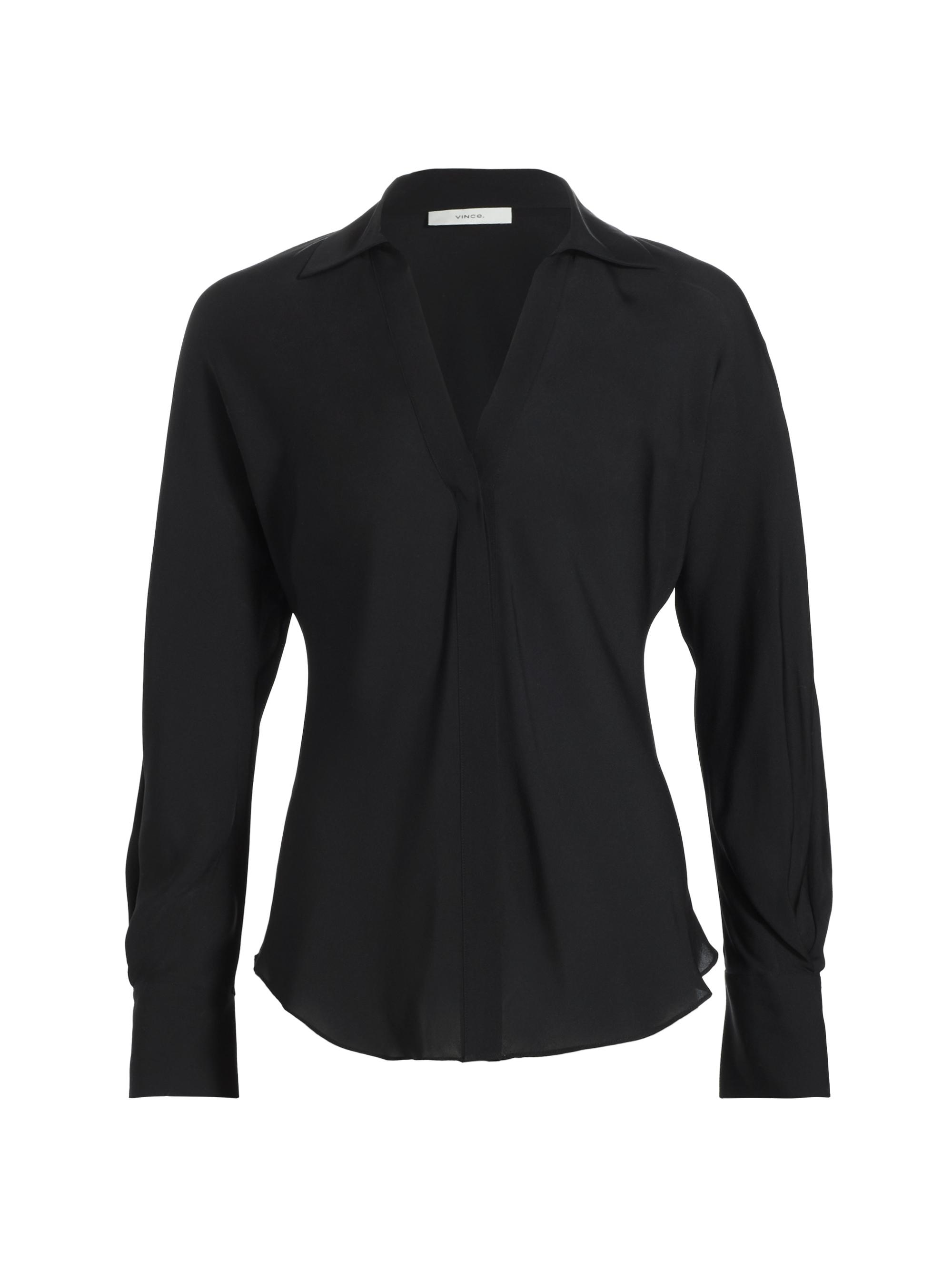 Vince Women's Silk Slim-Fit Shirt - Black