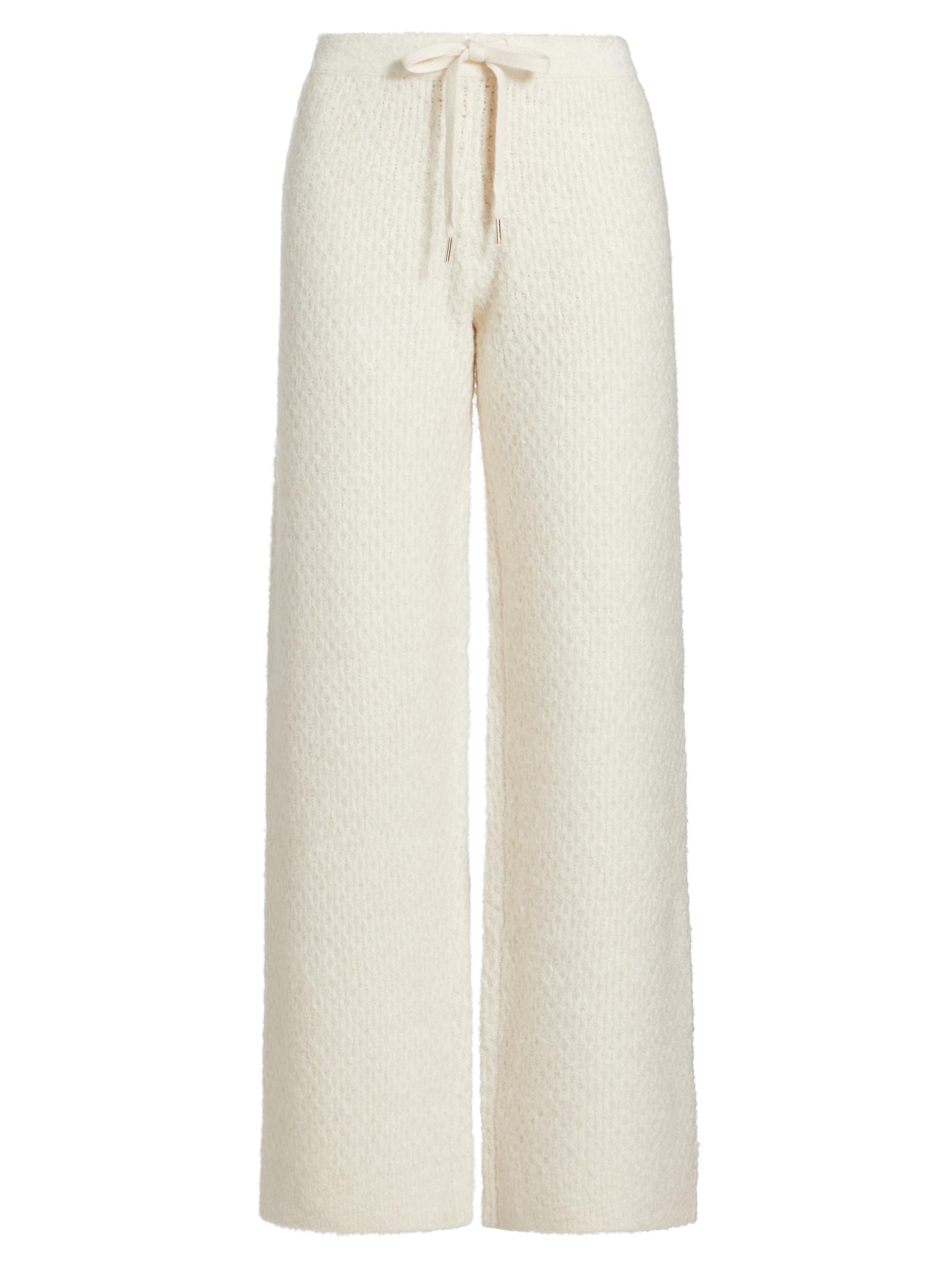 Stellae Dux Women's Cable-Knit Drawstring Sweatpants - Snow