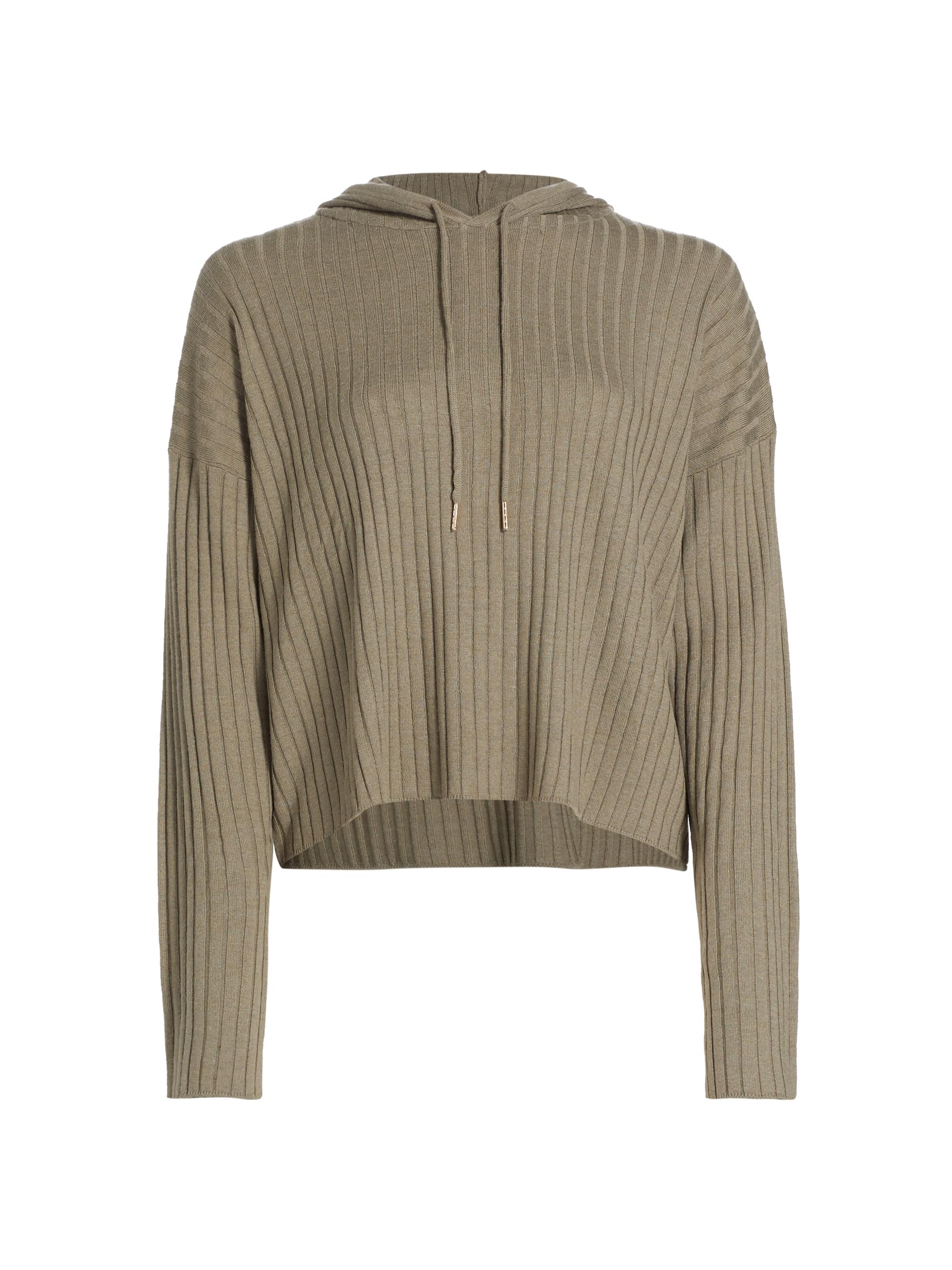 Stellae Dux Women's Rib-Knit Crop Hoodie - Vintage Olive Branch