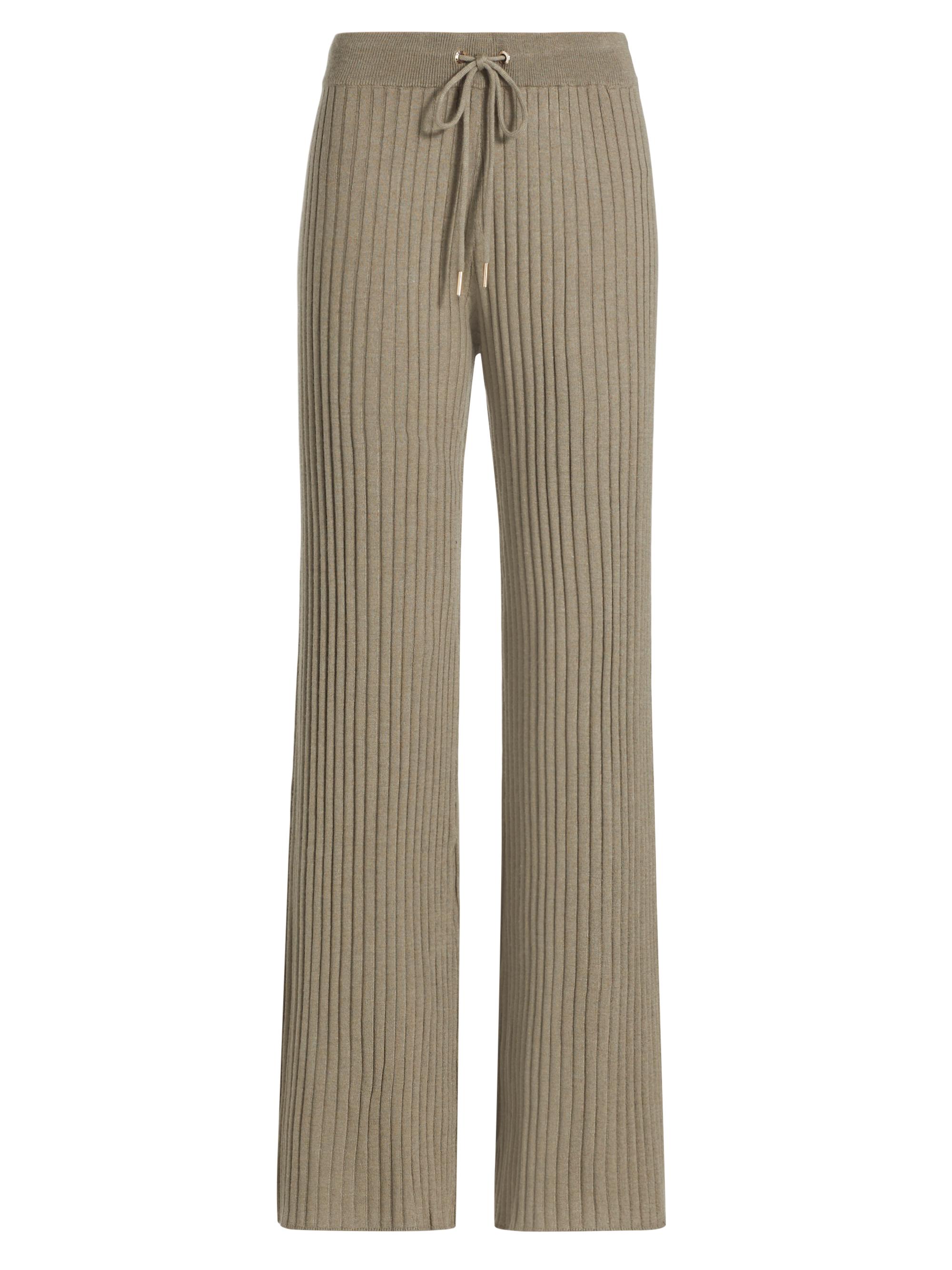 Stellae Dux Women's Wide Rib-Knit Drawstring Pants - Vintage Olive Branch