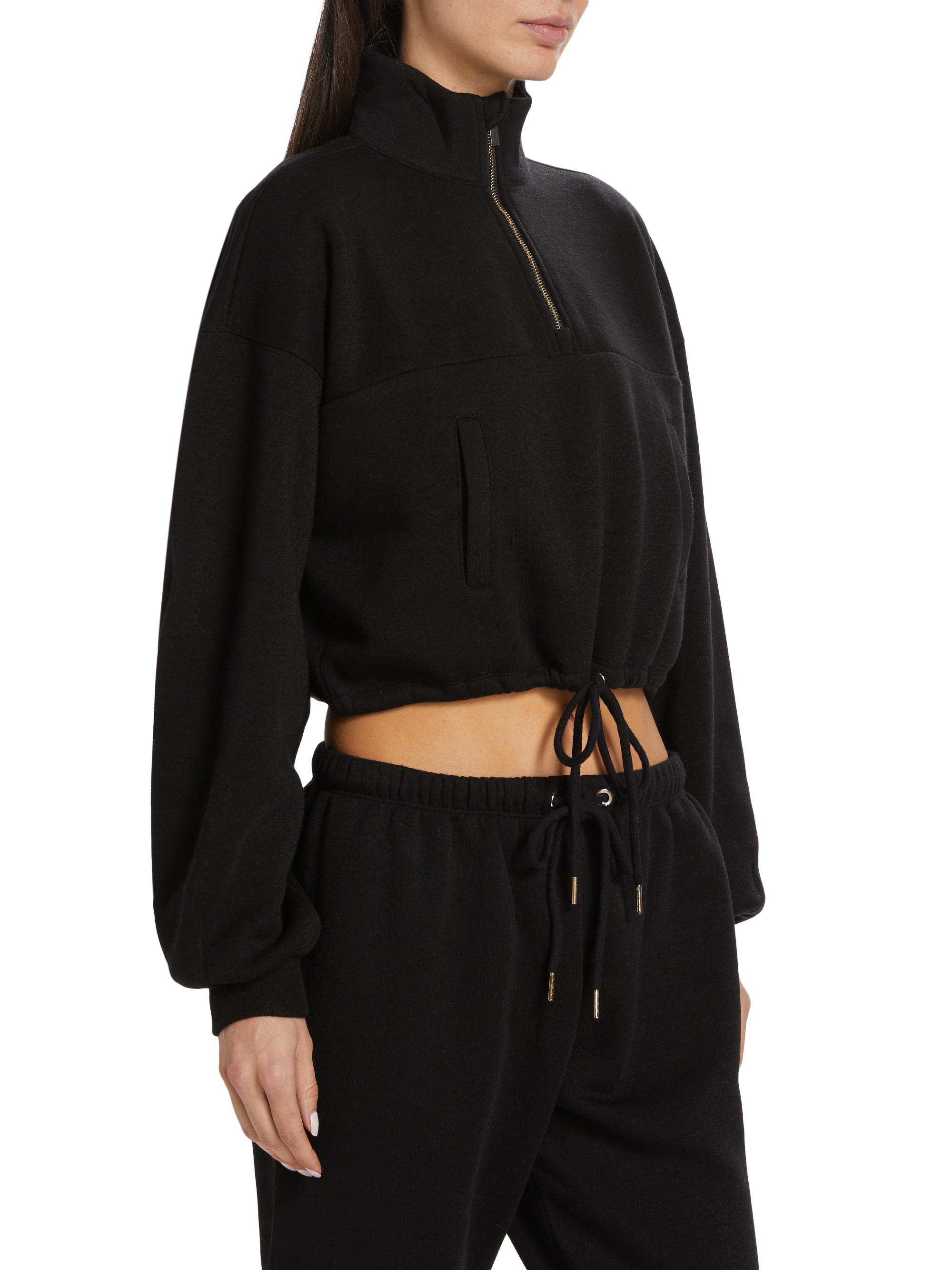 Stellae Dux Fleece Cargo Half-Zip Crop Sweater | Saks Fifth Avenue