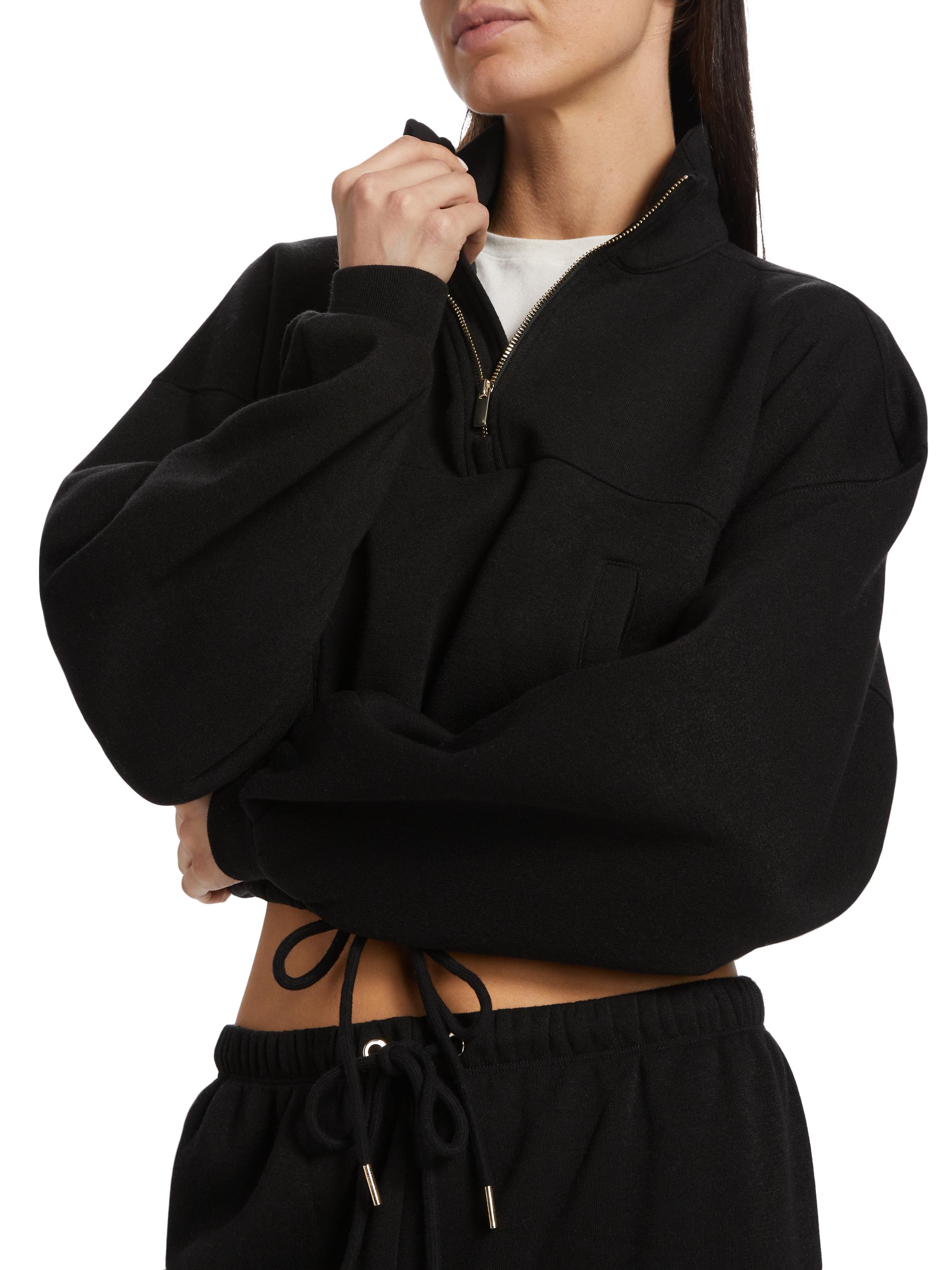 Stellae Dux Fleece Cargo Half-Zip Crop Sweater | Saks Fifth Avenue
