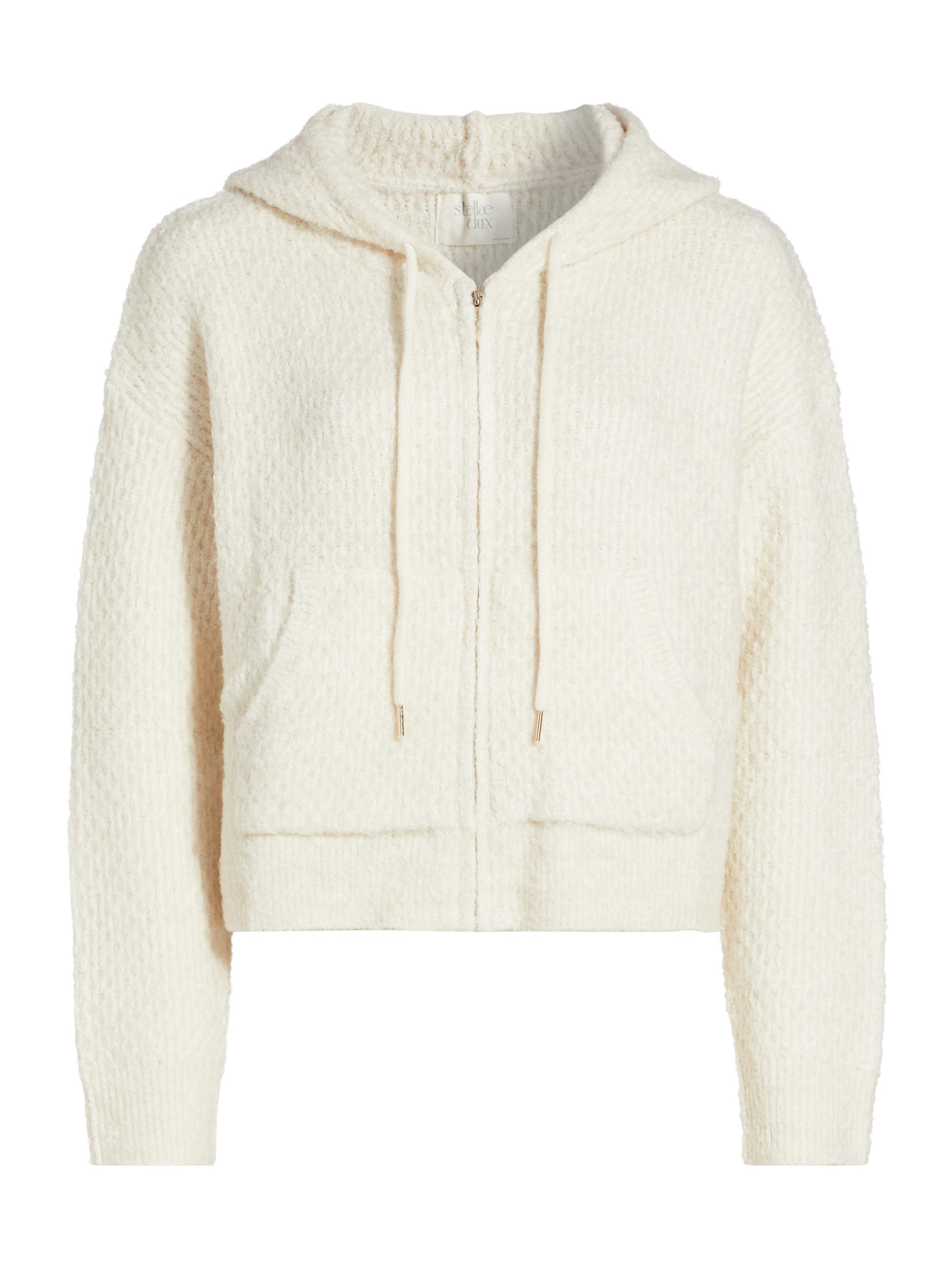 Stellae Dux Women's Cable-Knit Zip Hoodie - Snow