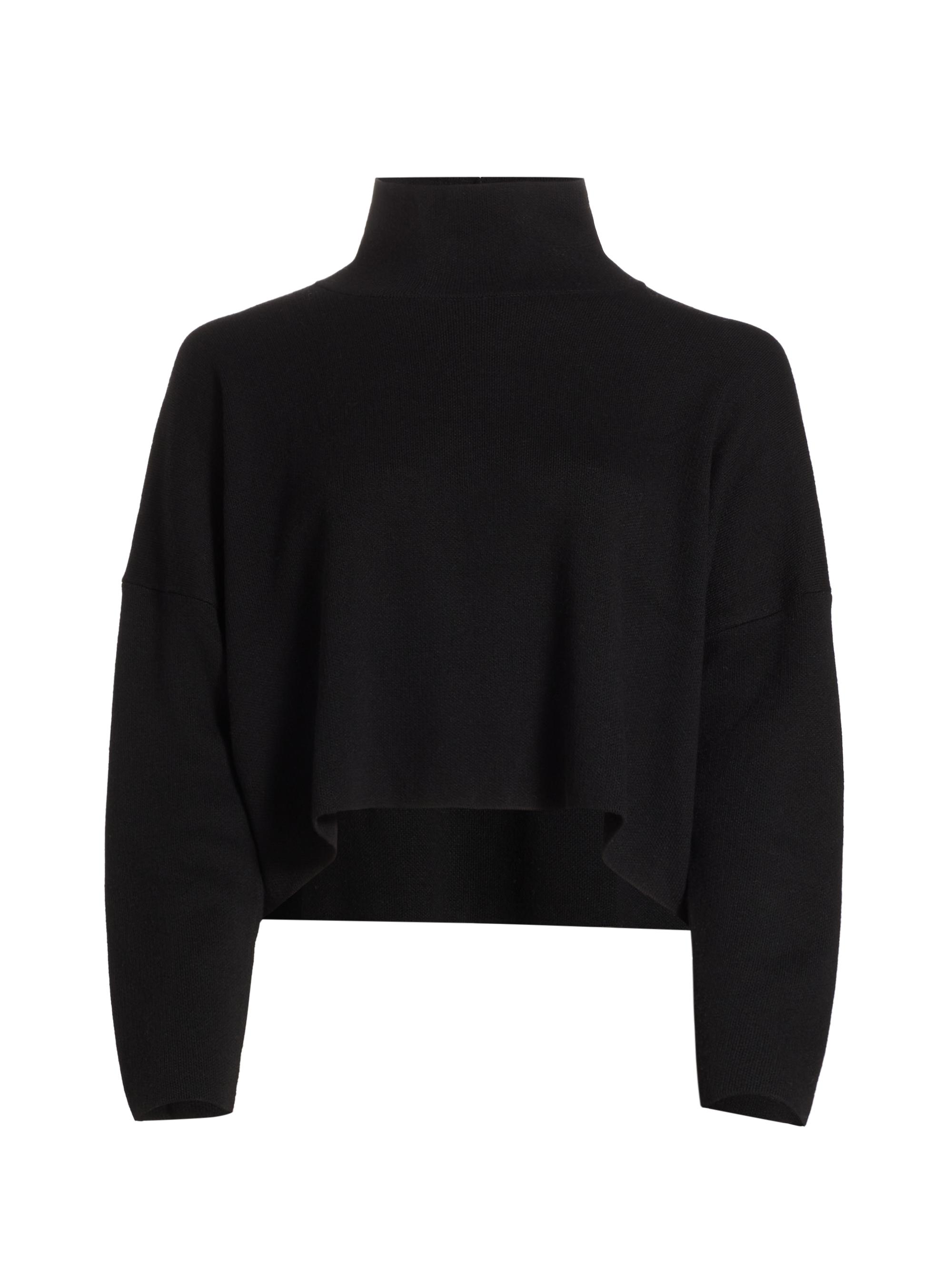 Stellae Dux Women's Double-Knit Funnel Neck Sweater - Black