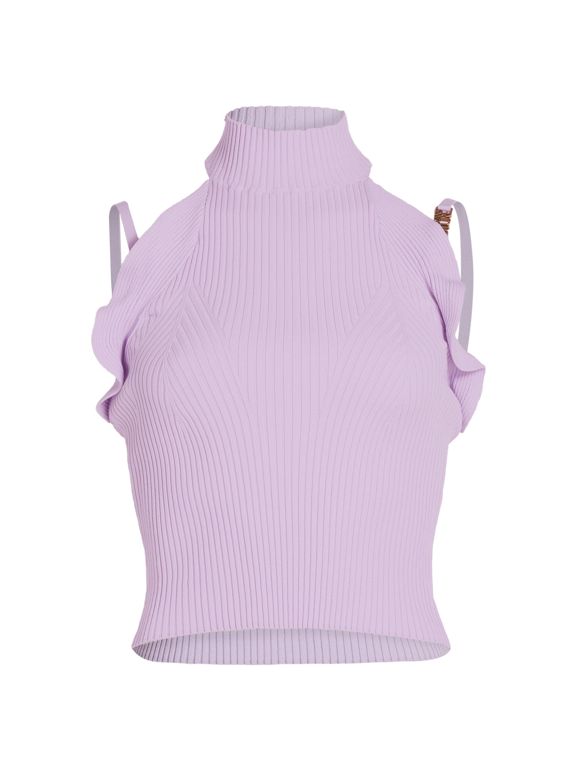 Versace Jeans Couture Women's Maglia Ruffled Turtleneck Tank - Lilac