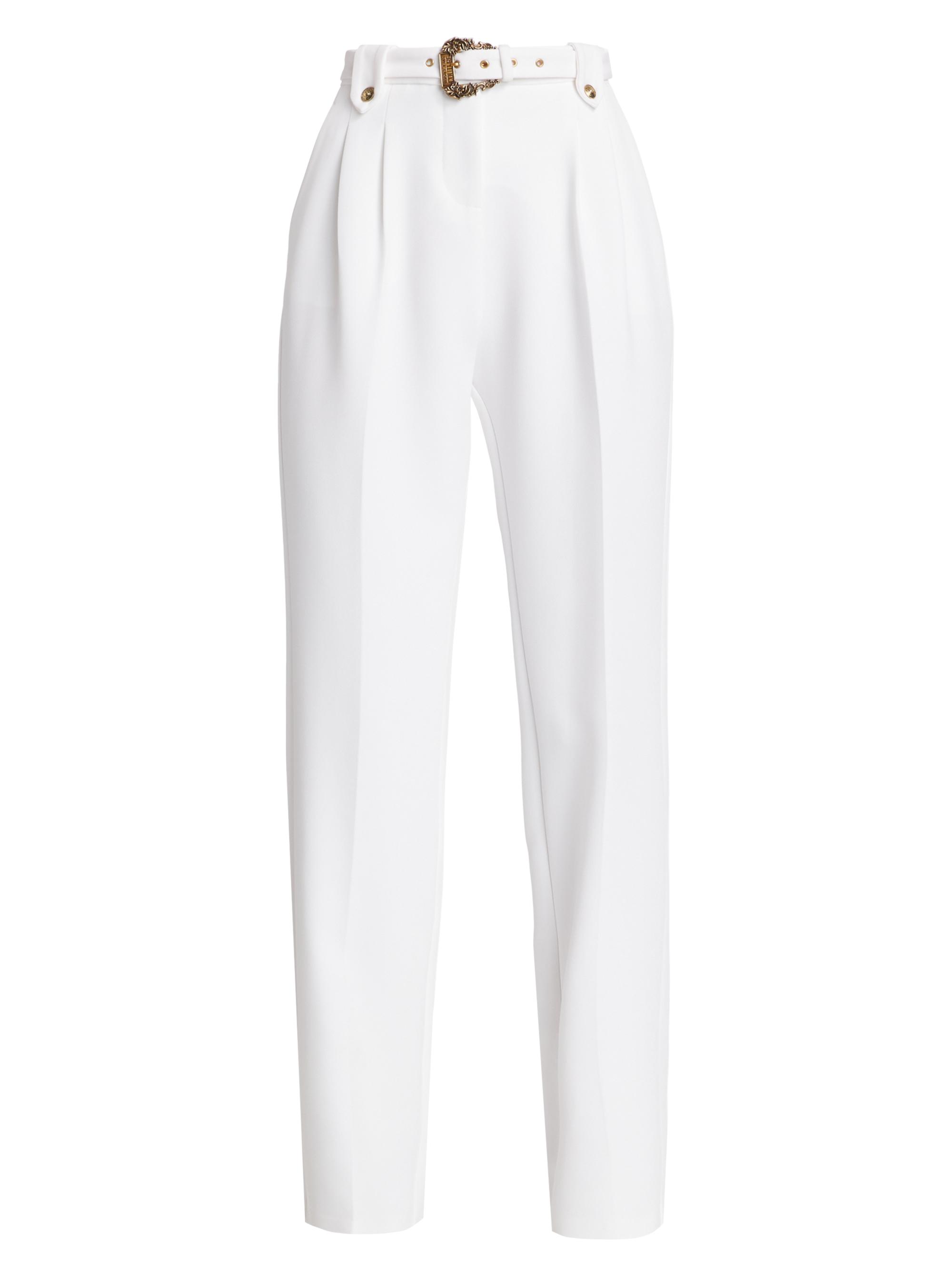 Versace Jeans Couture Women's Belted Pleated Tapered Pants - White
