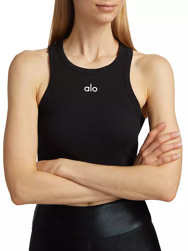 Alo Yoga Aspire Logo-print Tank Top in Black