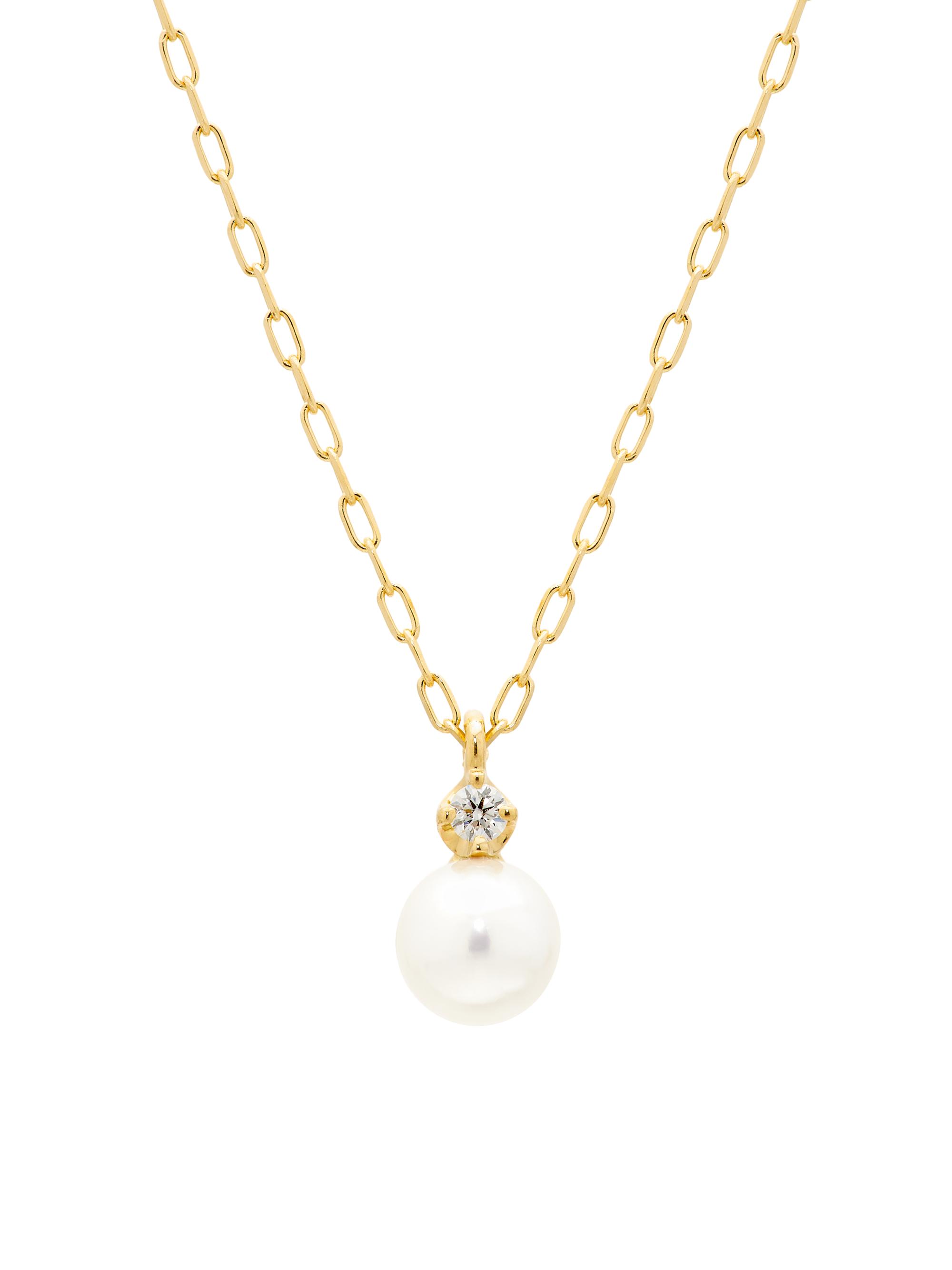 Mikimoto Women's 18K Yellow Gold, 0.02 TCW Diamond & Akoya Cultured Pearl Pendant Necklace - Yellow Gold