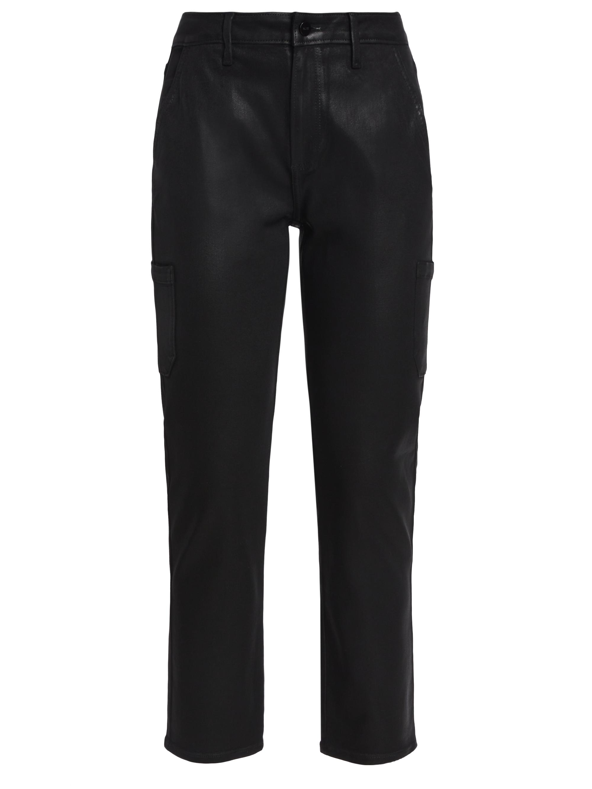 Paige Women's Jolie Coated Straight-Leg Crop Pants - Black Fog Luxe Coating