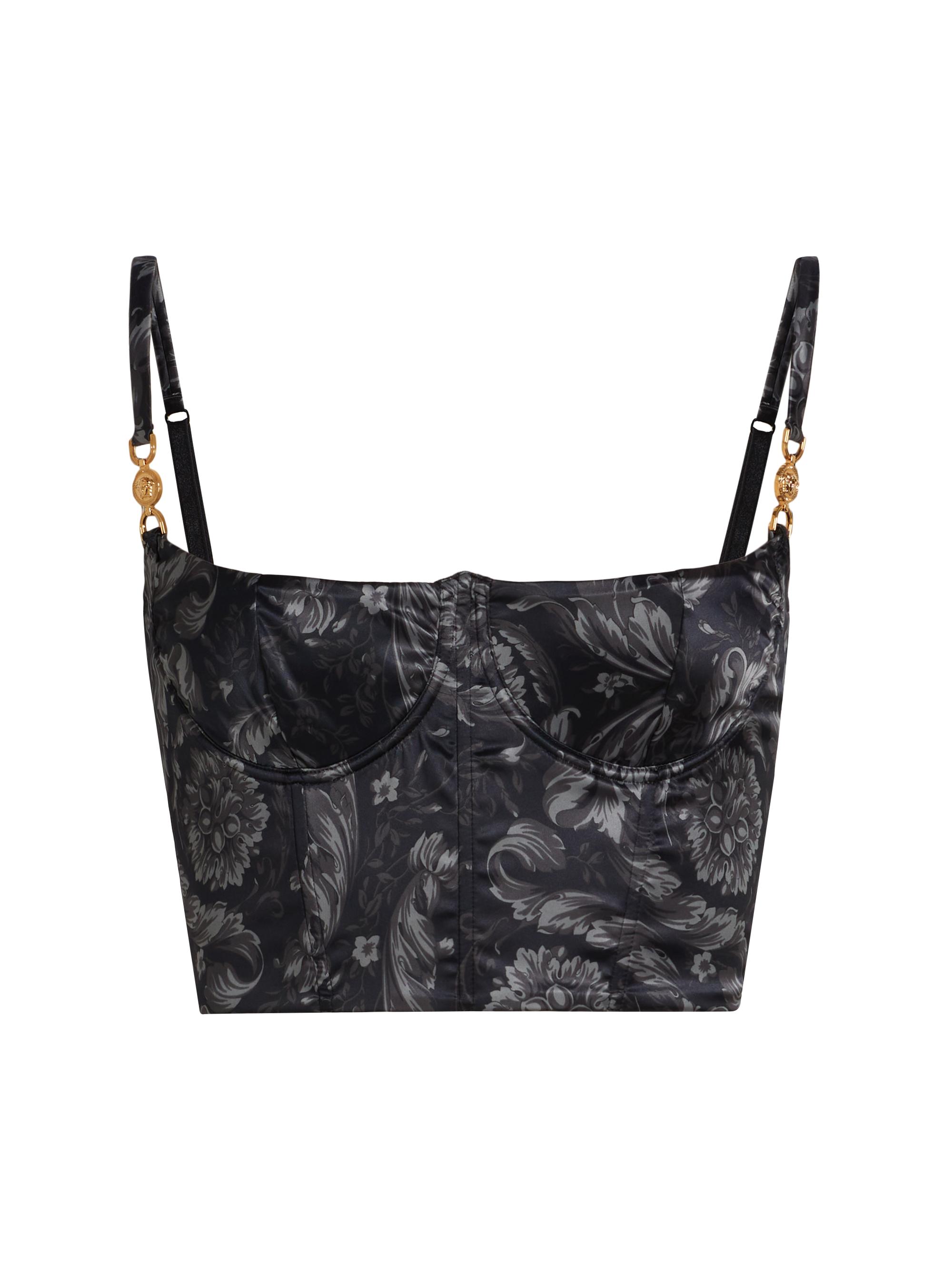 Versace Women's Barocco'92 Stretch Satin Balconette Bra Top - Black