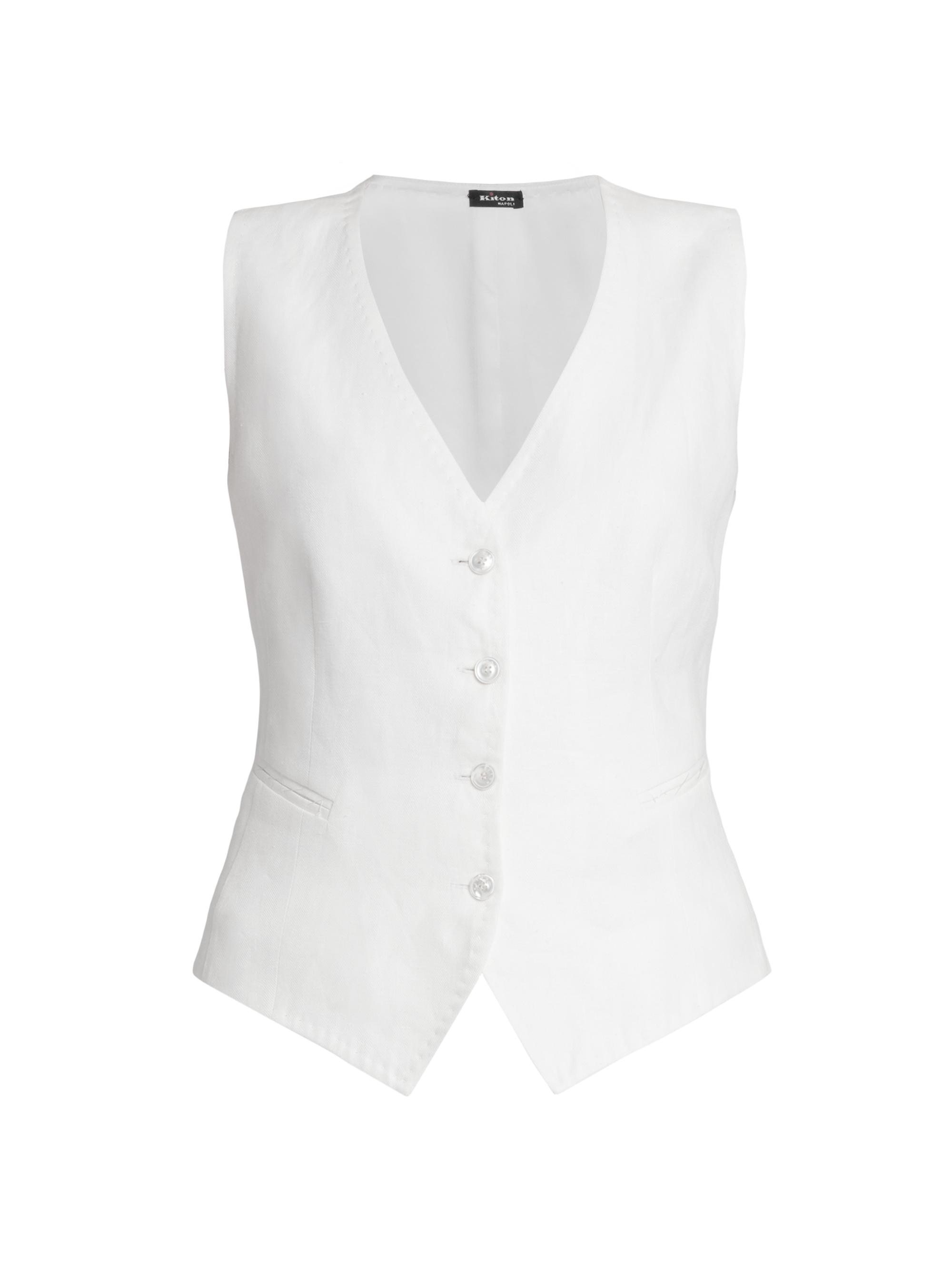 Kiton Women's Tailored Button-Front Vest - White