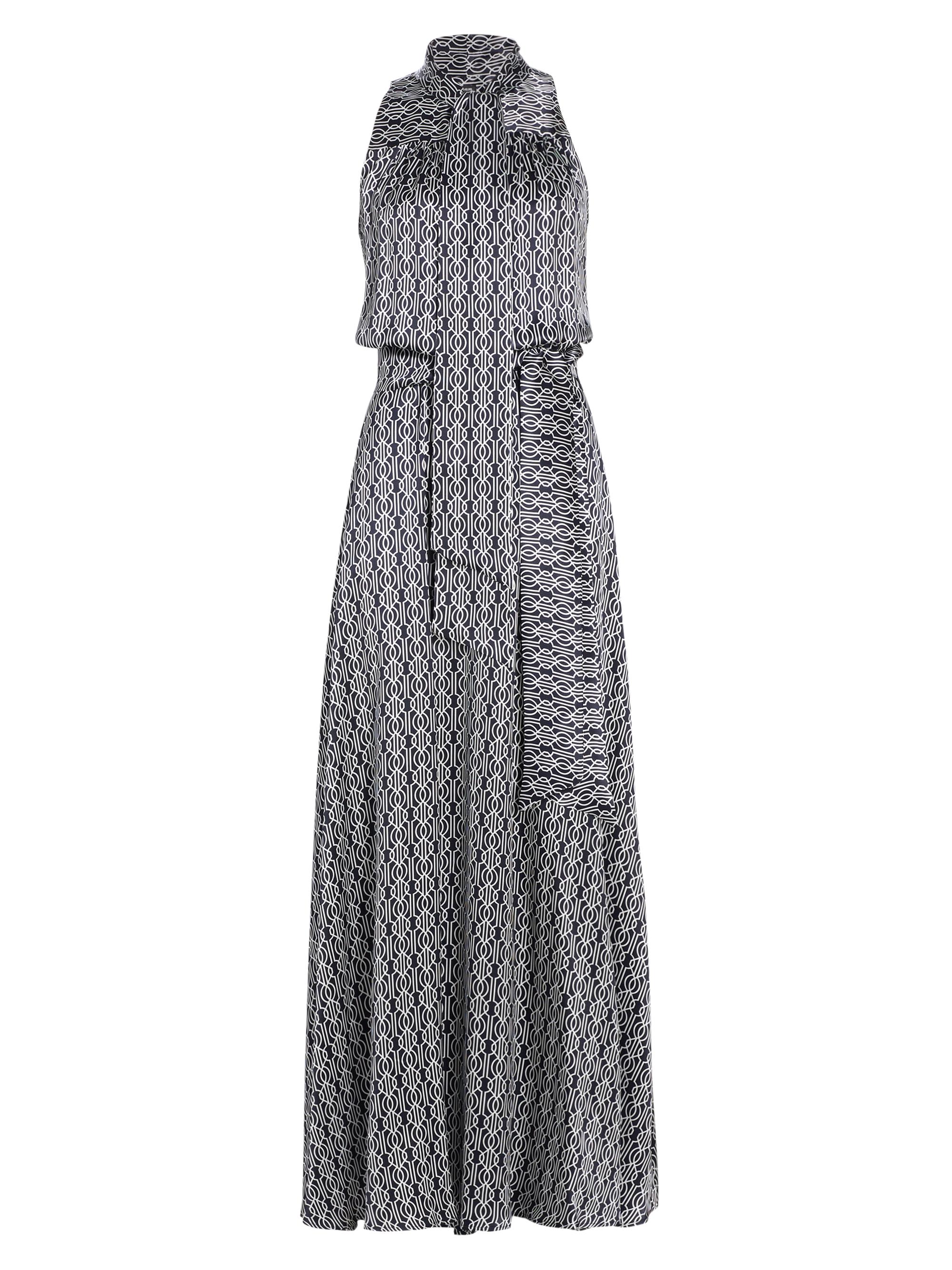 Kiton Women's Graphic Print Silk Sleeveless Maxi Dress - Blue White