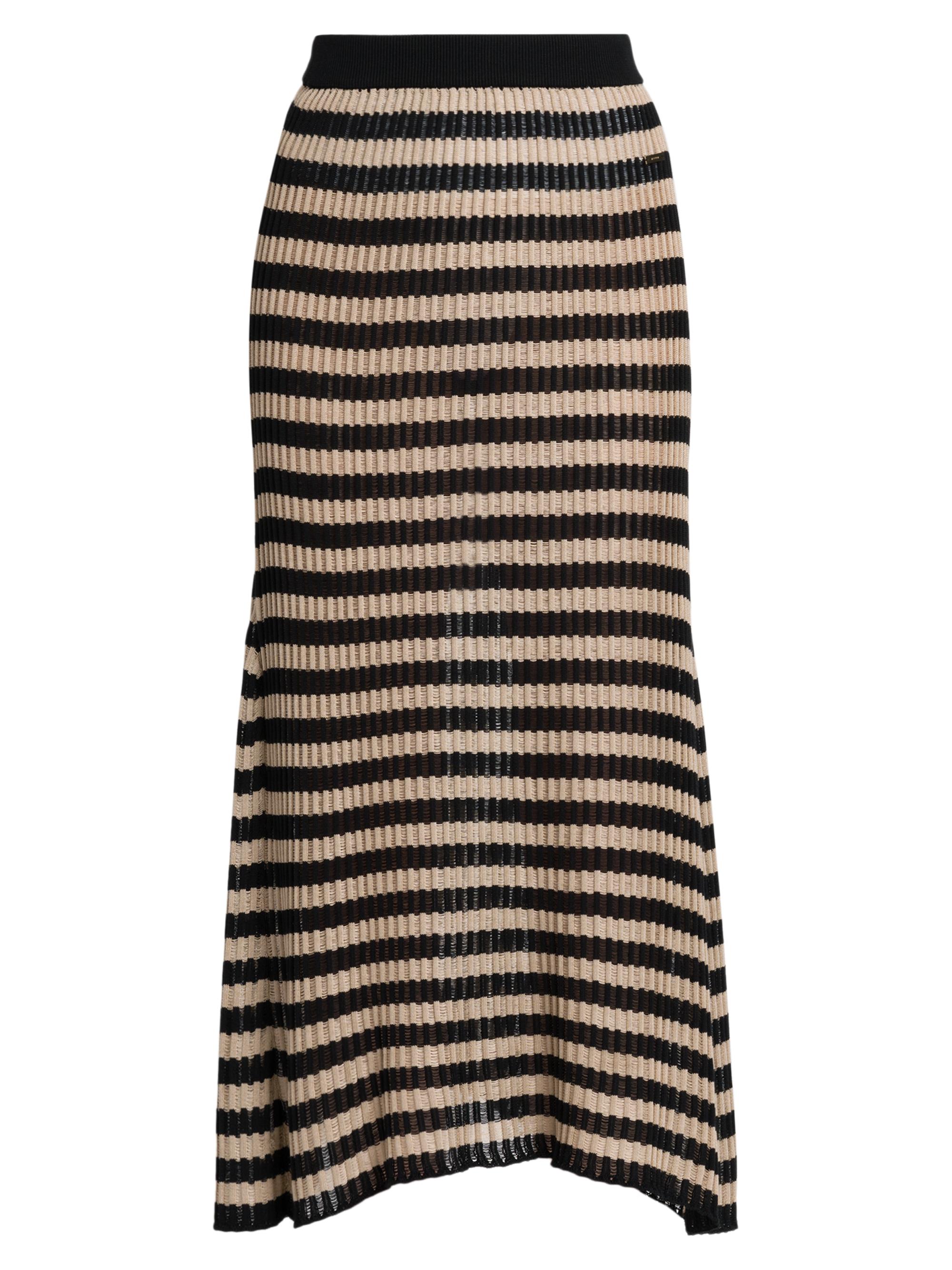 Kiton Women's Striped Knit Silk Midi-Skirt - Sand Black