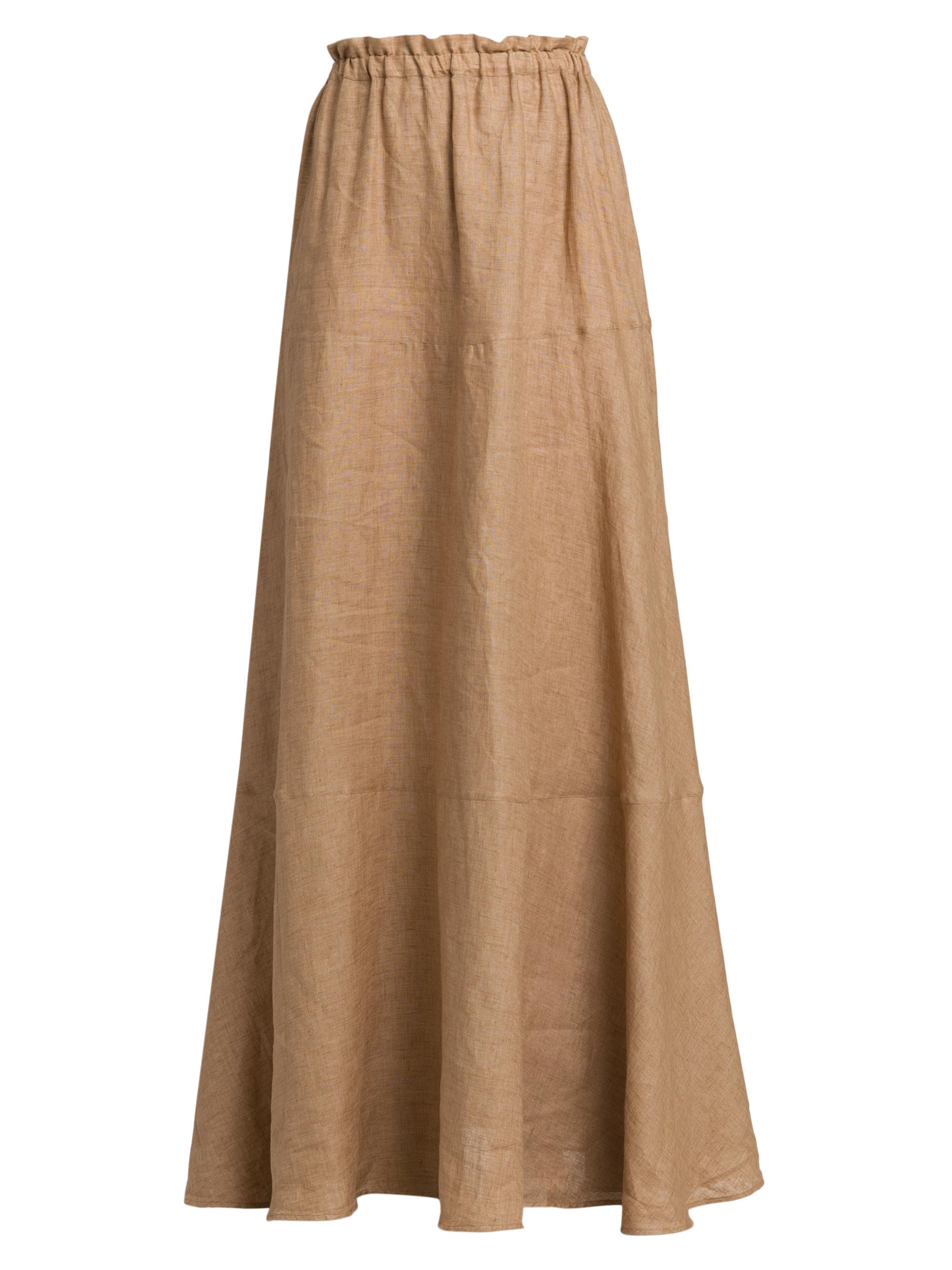 Kiton Women's Elasticized Linen Maxi Skirt - Sand
