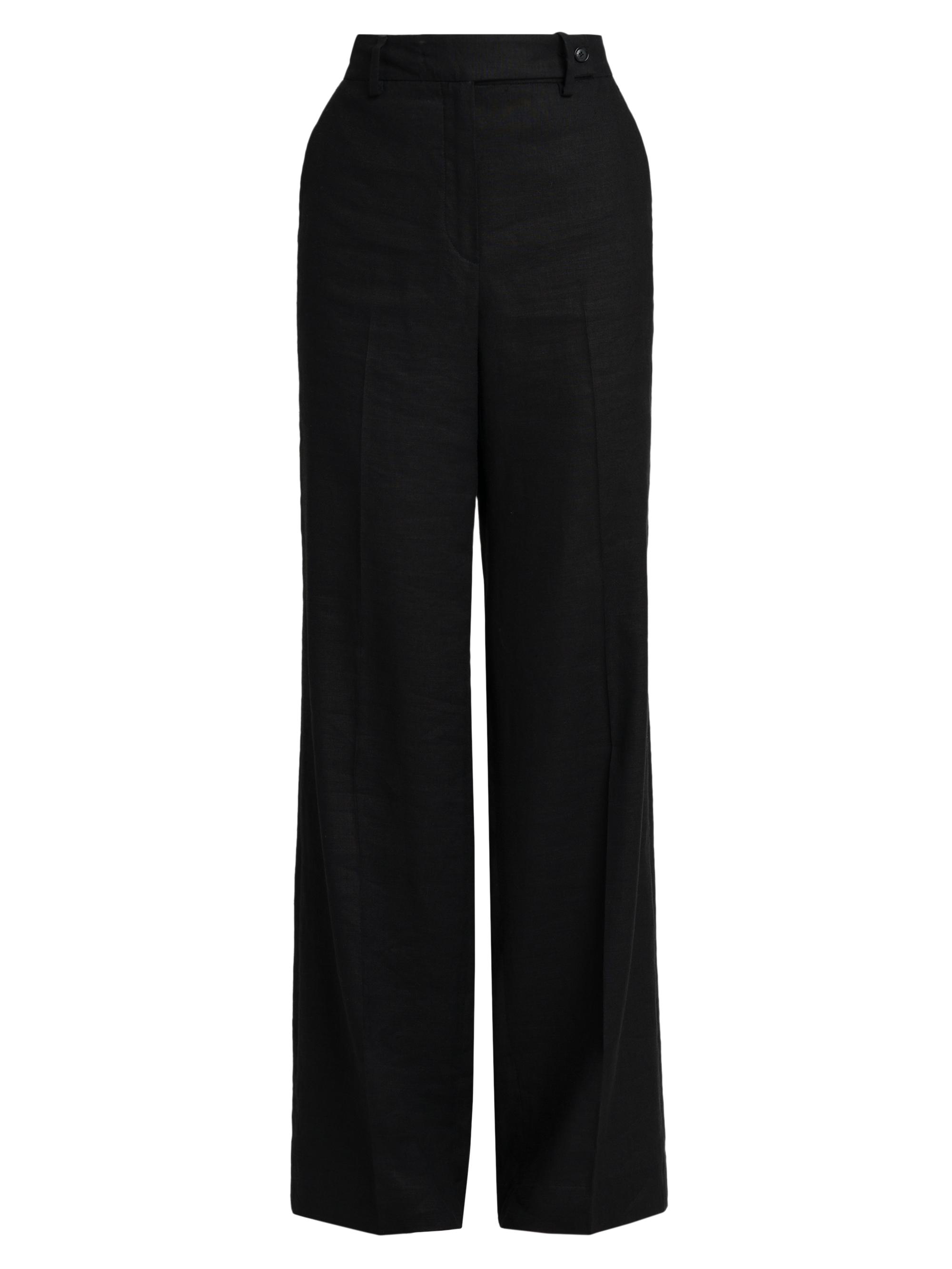 Kiton Women's Wide-Leg Linen-Blend Pants - Black