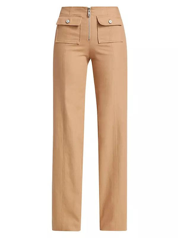 Azure Cotton-Blend Zip Pants