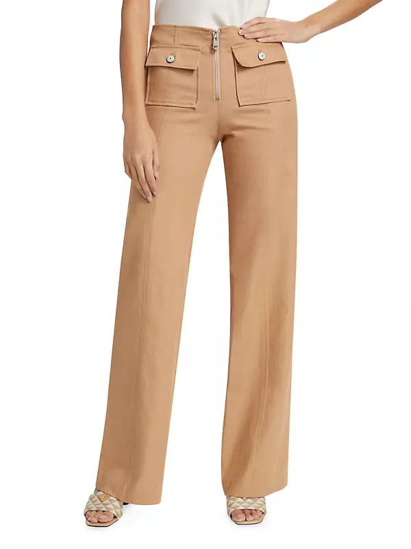 Azure Cotton-Blend Zip Pants