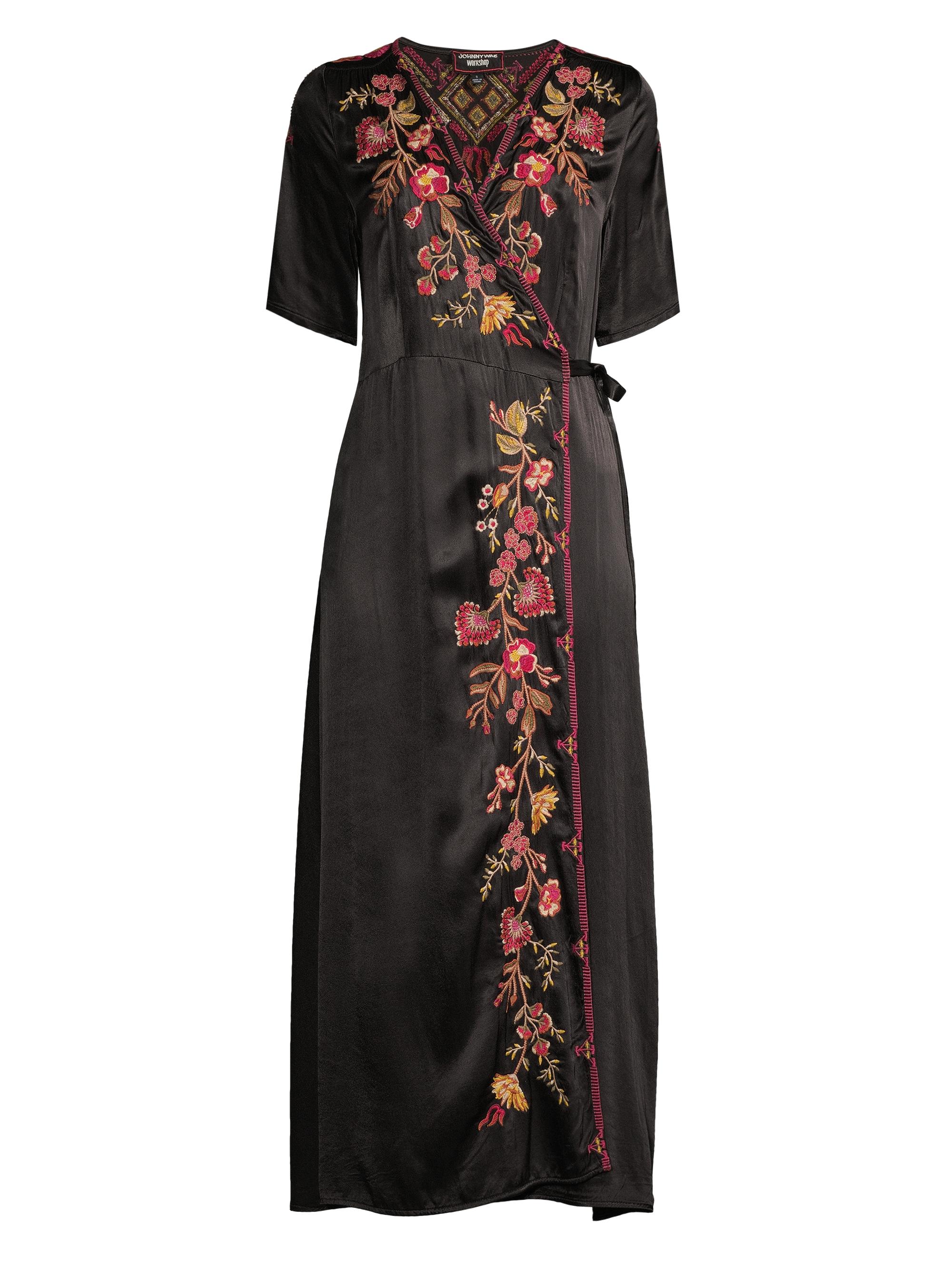Johnny Was Women's Lilith Embroidered Wrap Midi-Dress - Black