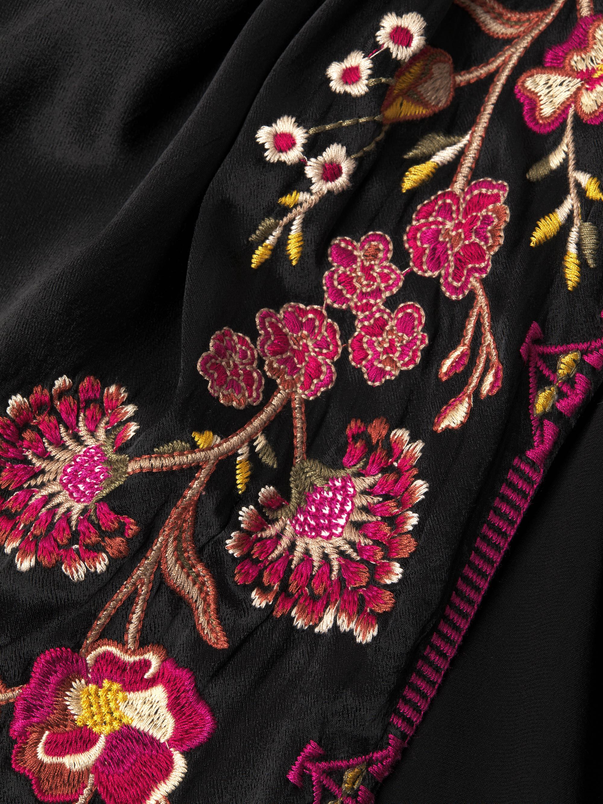 sachin and babi light blue dress Emory Embroidered Silk-Velvet Gown in Black Blossom Embroidery Pink