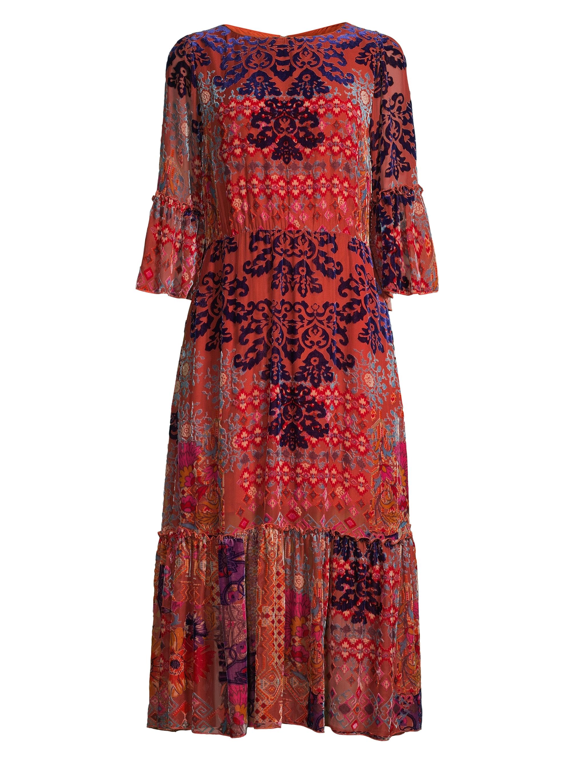 Johnny Was Women's Syriah Patchwork Velvet Midi-Dress