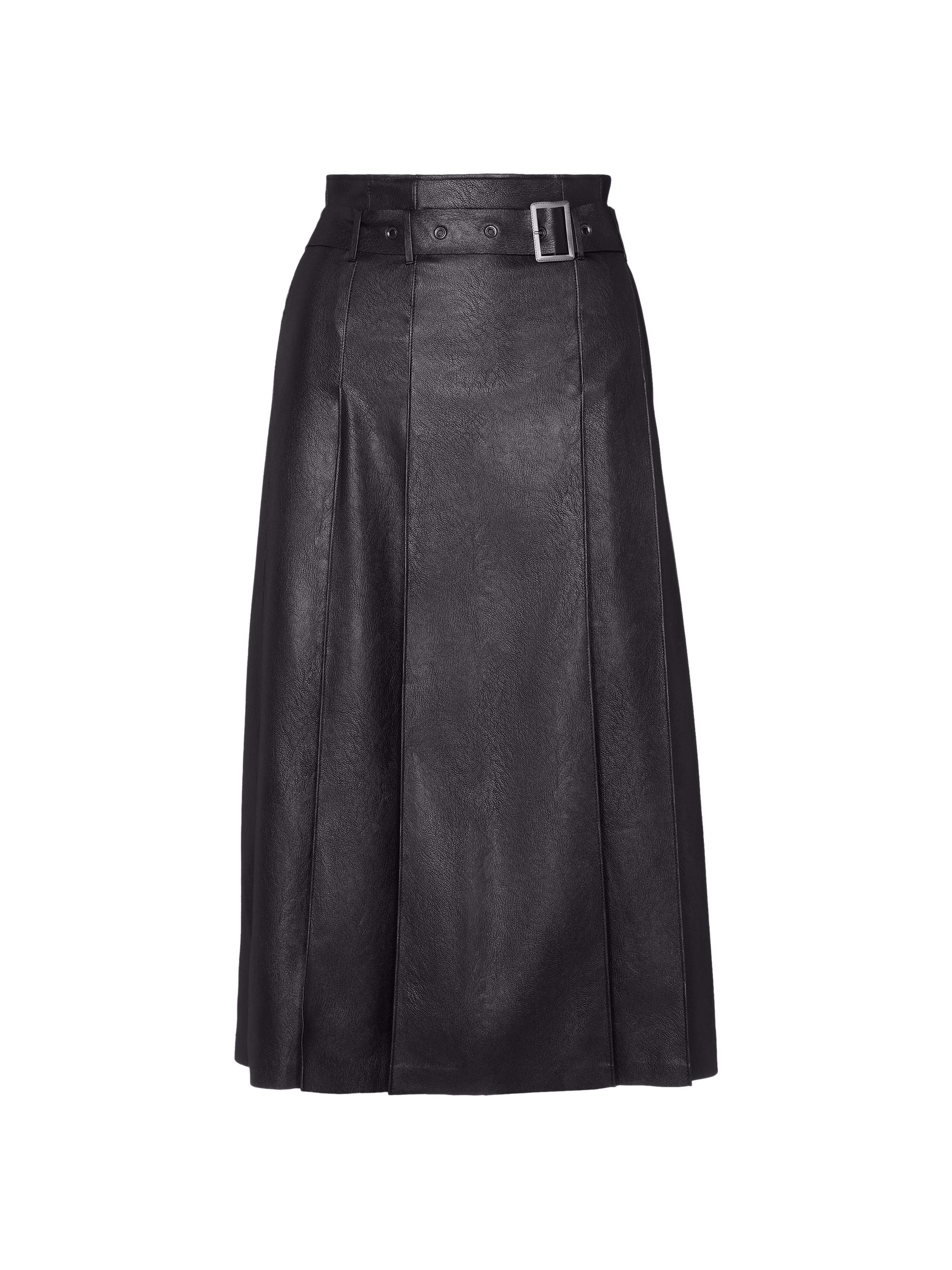 Commando Women's Faux Leather Belted Midi-Skirt - Black