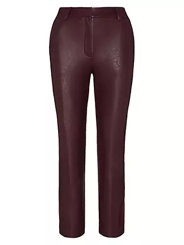 Faux Leather Crop Straight Trousers