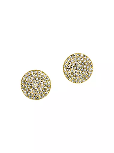 Petit Pavé 22K-Gold-Plated & Cubic Zirconia Stud Earrings