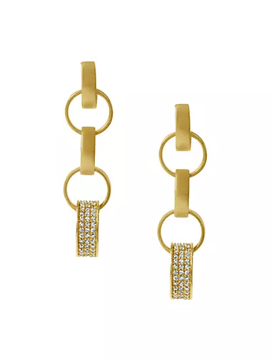 Petit Pavé 22K-Gold-Plated & Cubic Zirconia Rolo Chain Earrings