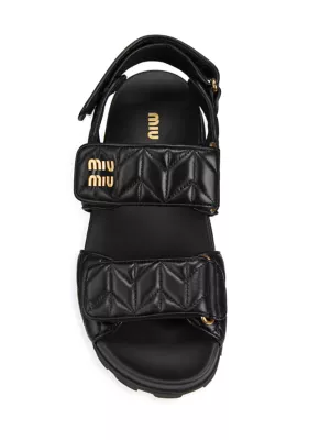 Shop Miu Miu Logo Matelassé Leather Sandals | Saks Fifth Avenue