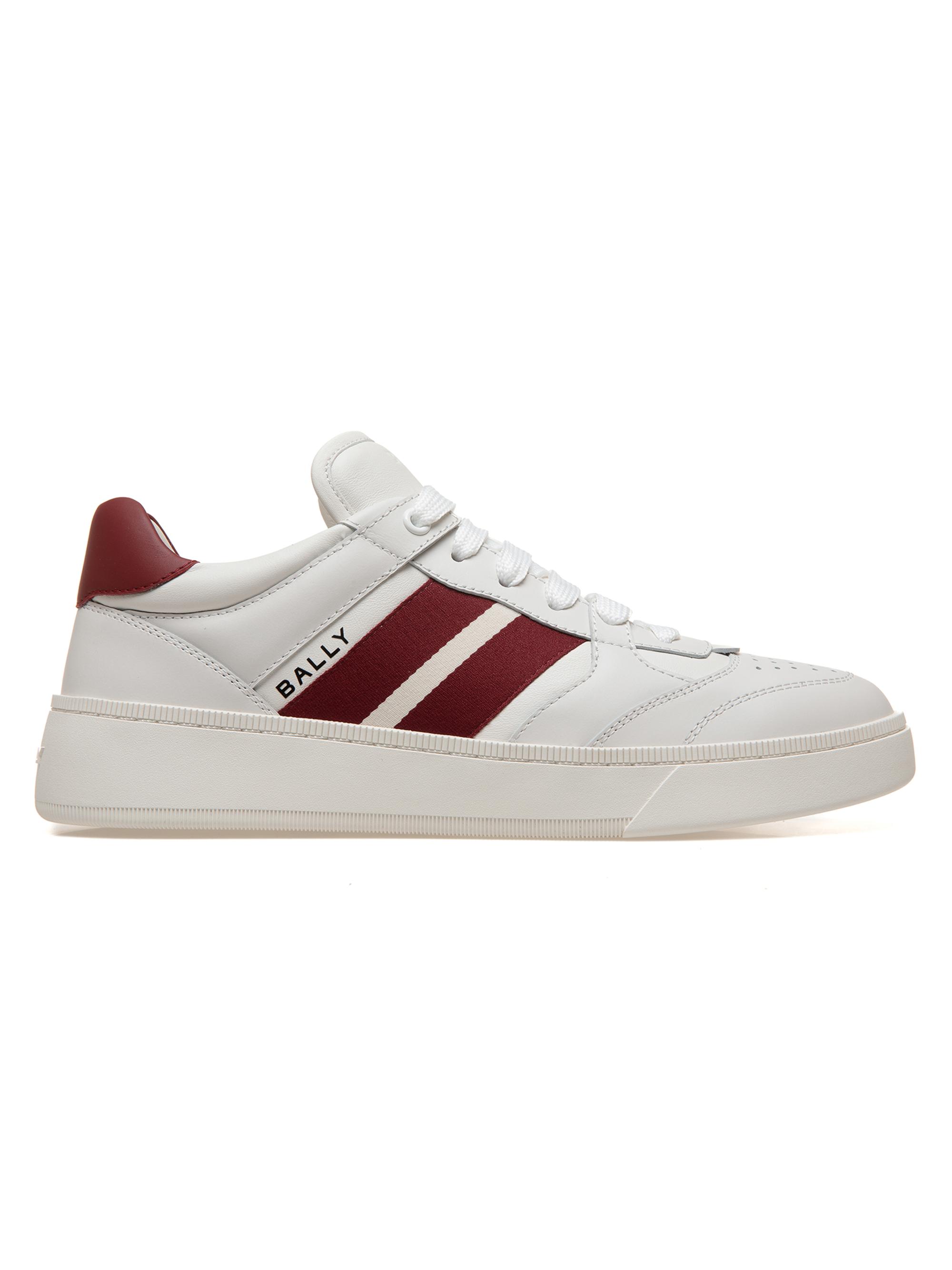 Bally Men's Rebby Striped Leather Low-Top Sneakers - White  Red
