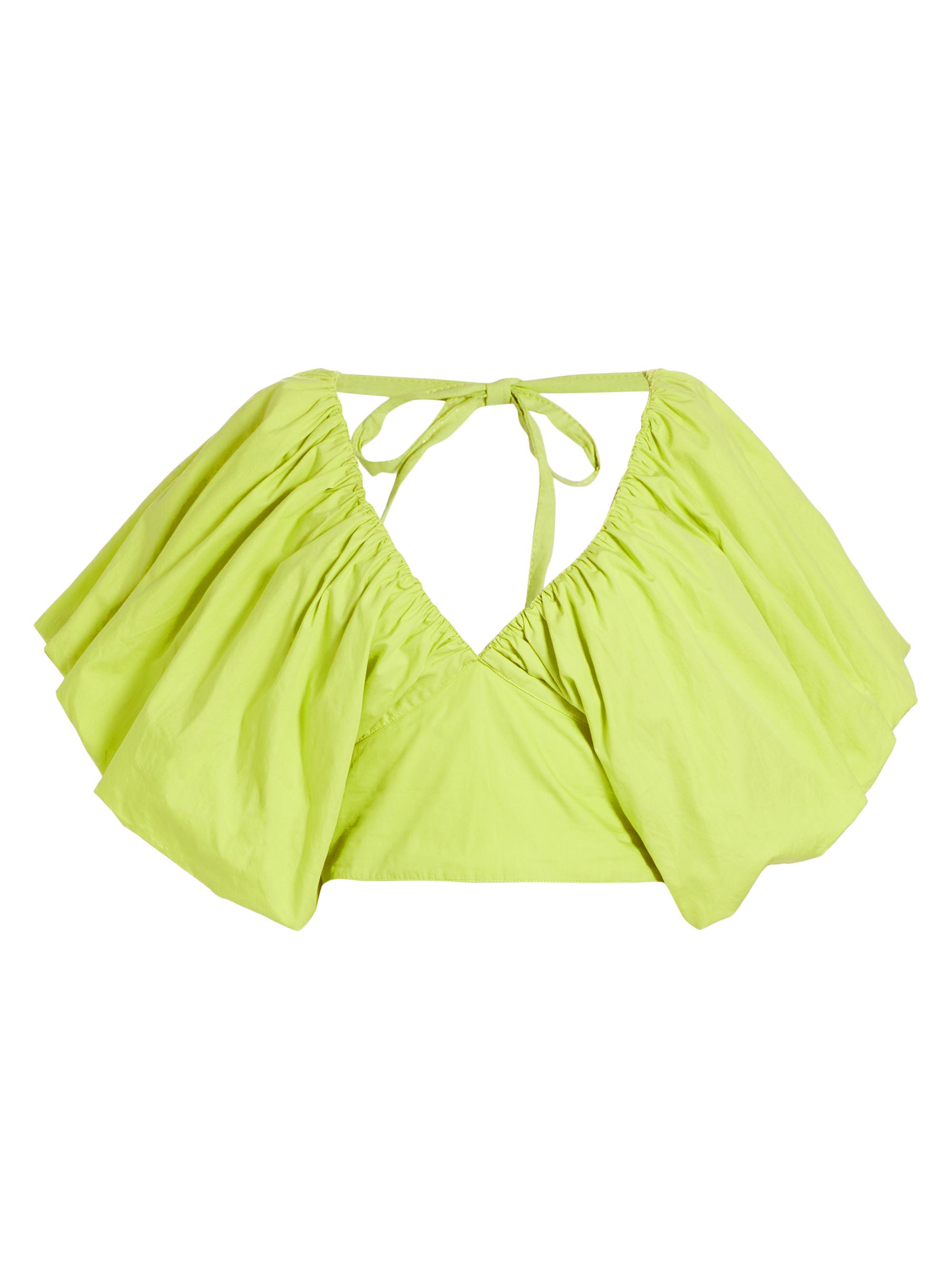 SWF Women's Puff-Sleeve Cotton Crop Top - Matcha