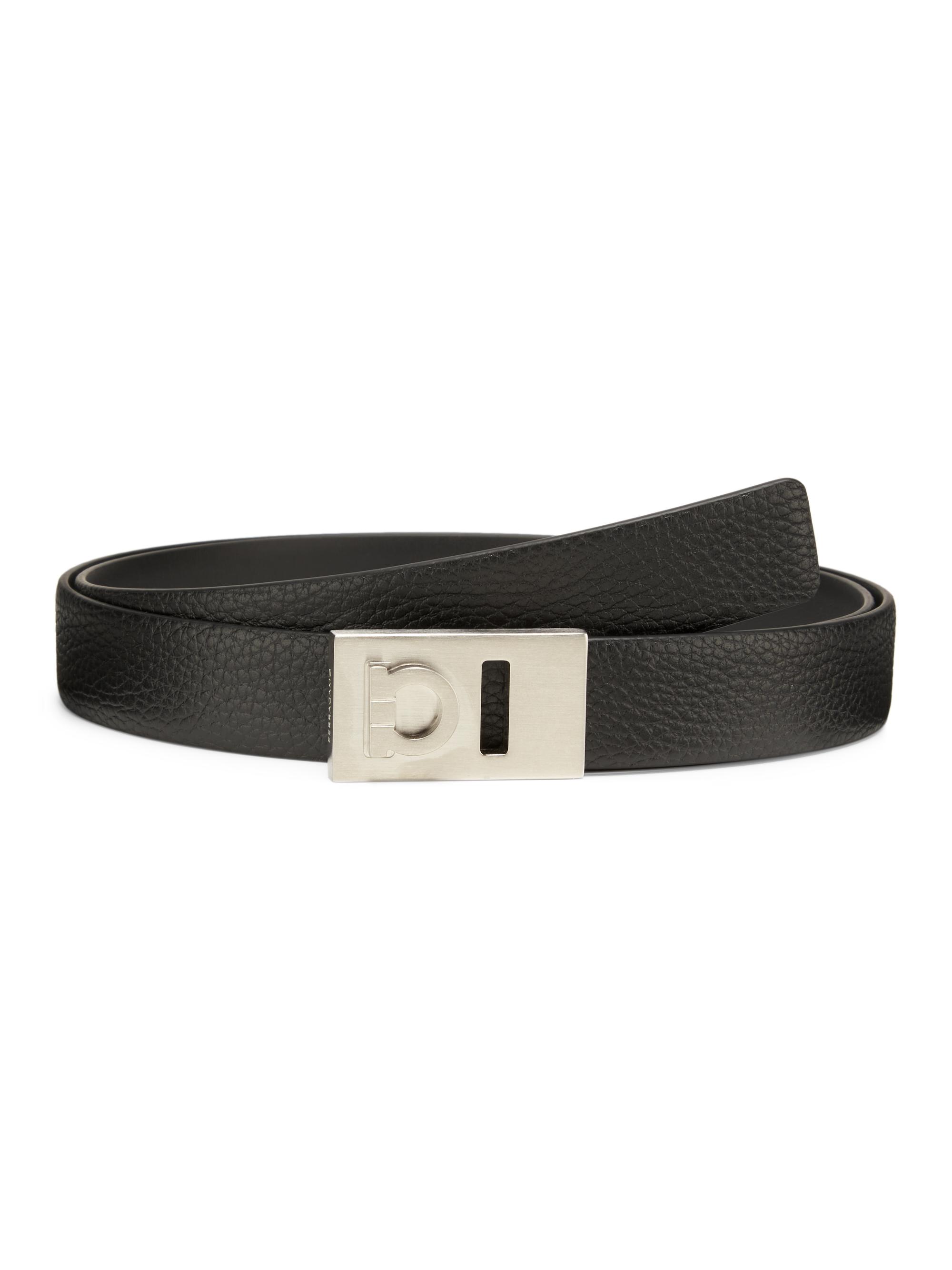 FERRAGAMO Men's Adjustable Gancini Leather Belt - Nero