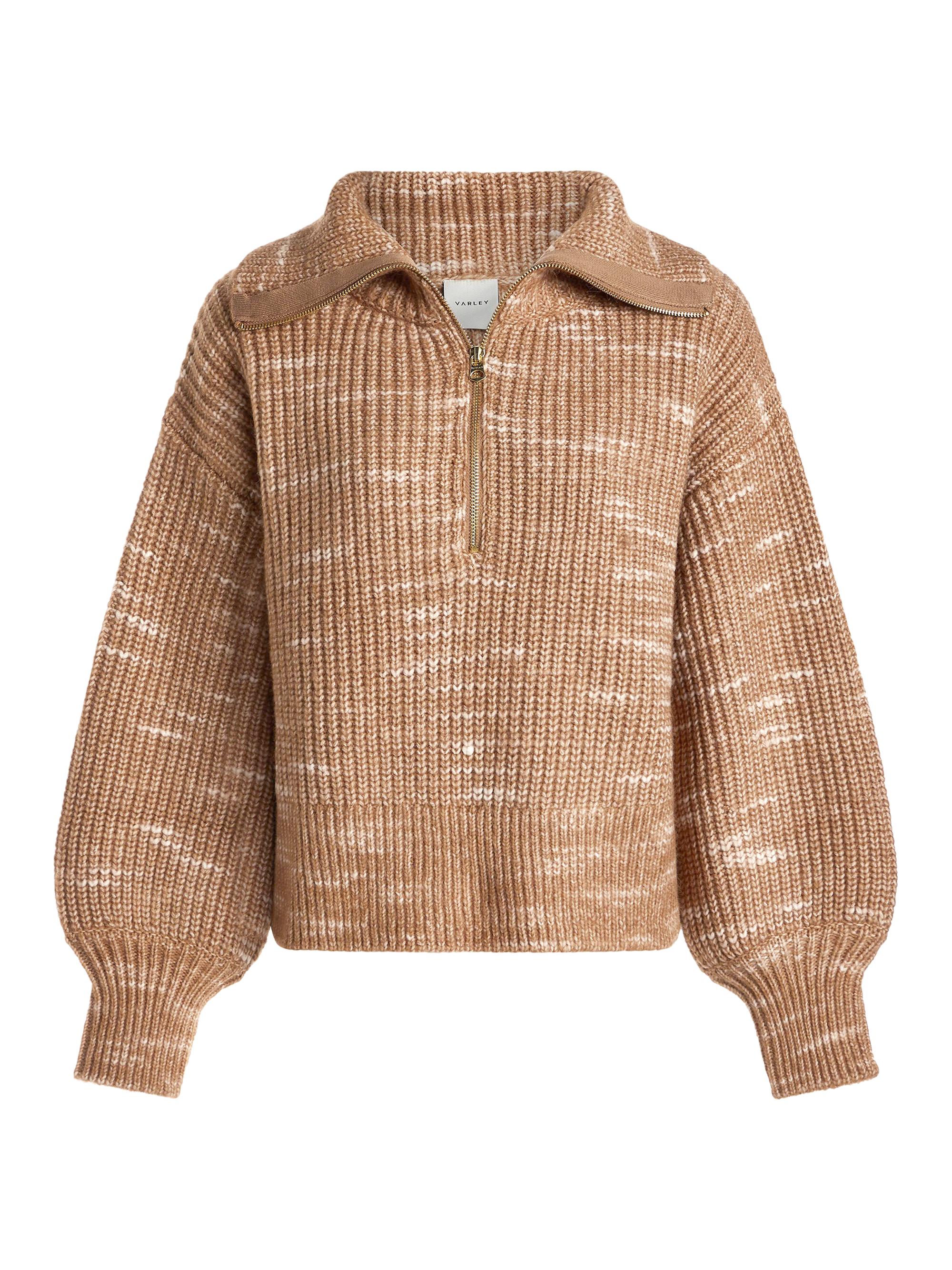 Varley Women's Ridley Dalmation Knit Half-Zip Sweater - Golden Bronze Egret