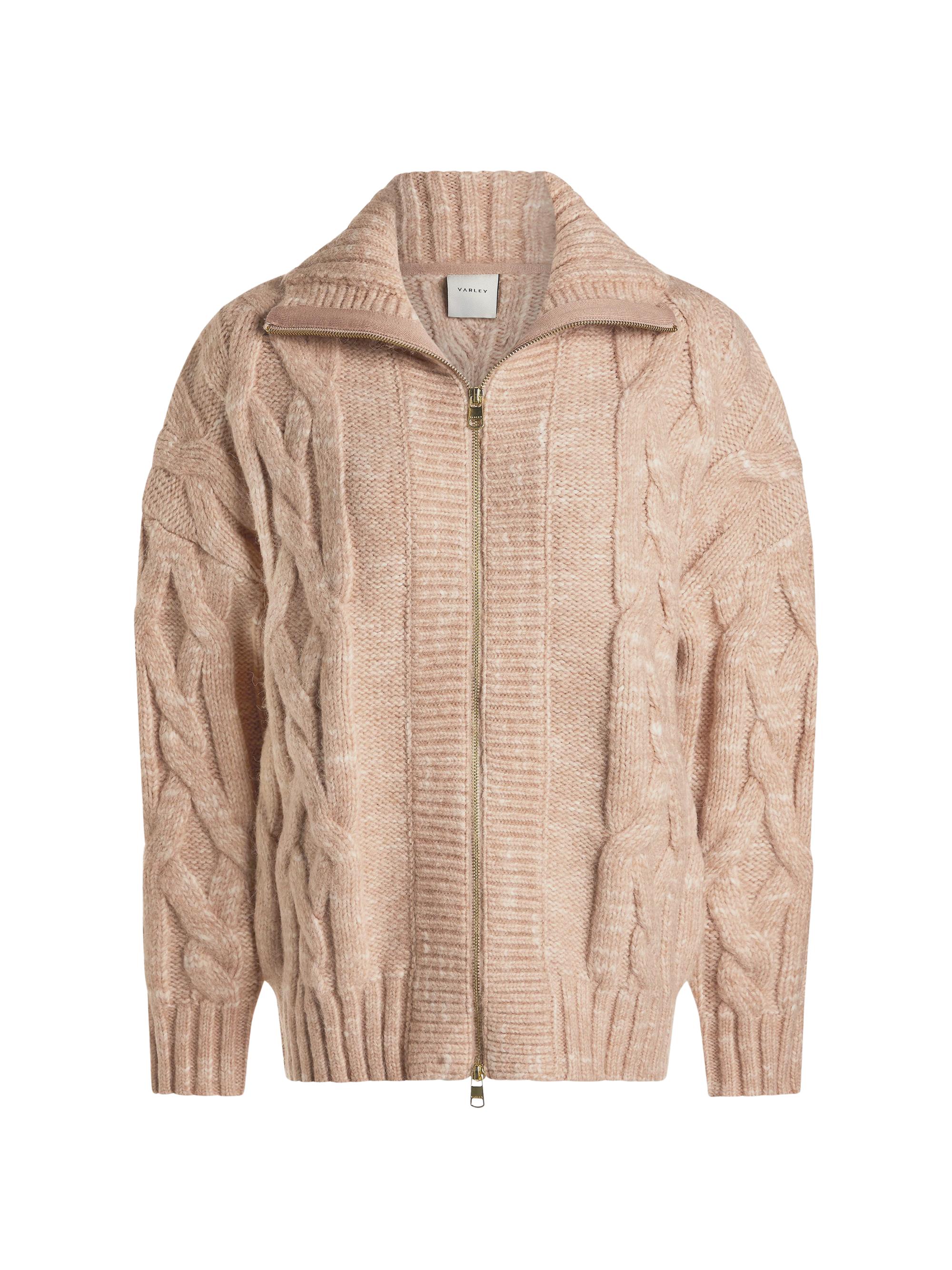 Varley Women's Aida Jumbo Cable-Knit Jacket - Blush Tan Egret