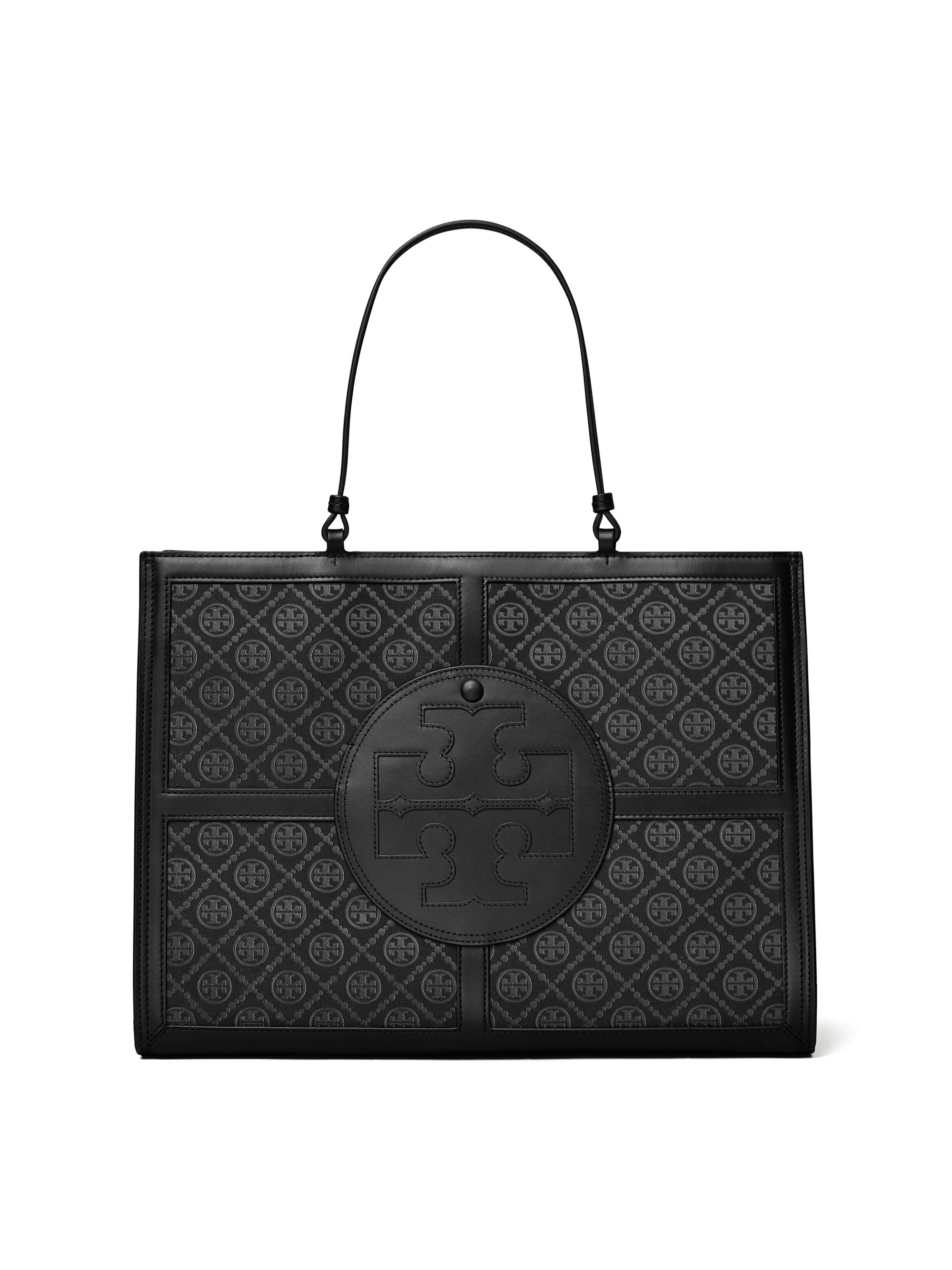 Tory Burch Women's Ella Quadrant T-Monogram Tote Bag - Black Cuoio