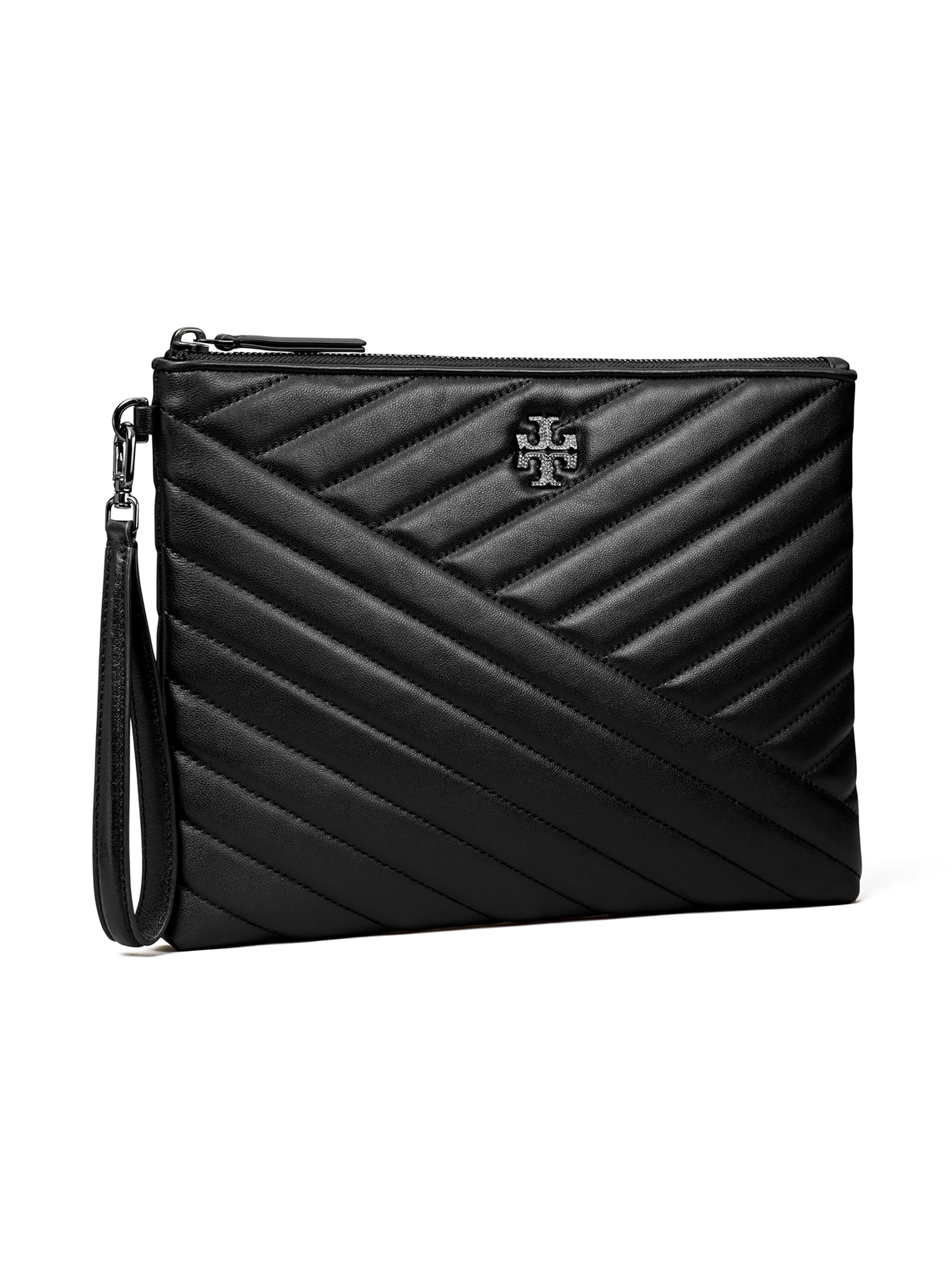 Shop Tory Burch Kira Chevron Pavé Logo Leather Clutch | Saks Fifth 