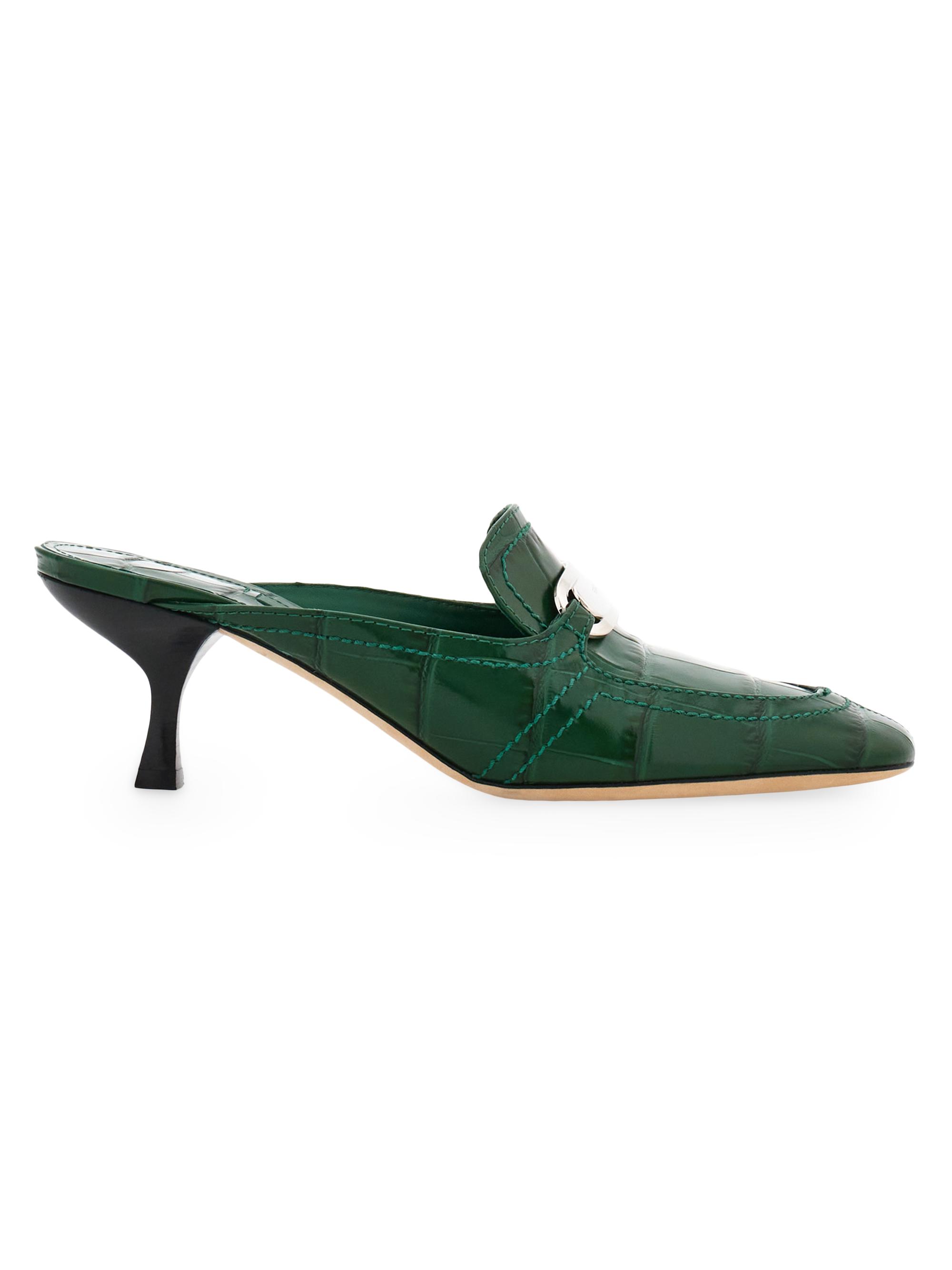 Shop FERRAGAMO Elodye 50MM Crocodile-Embossed Leather Mules | Saks  