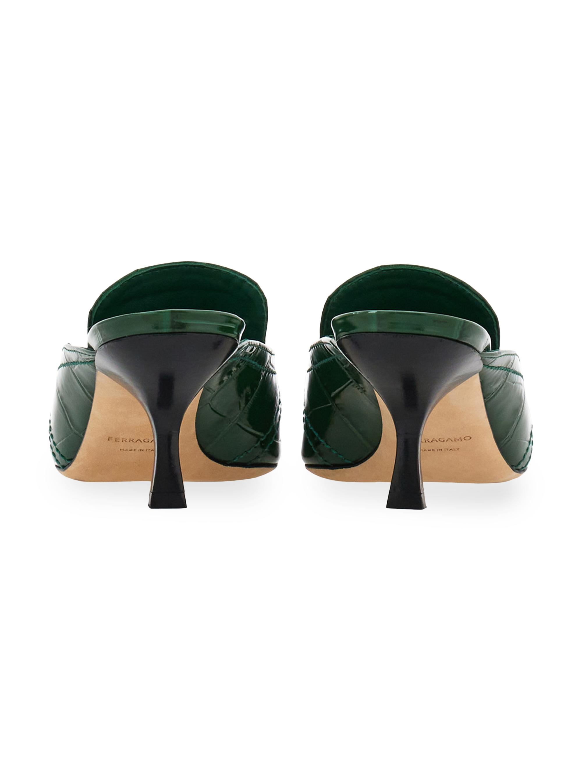 Shop FERRAGAMO Elodye 50MM Crocodile-Embossed Leather Mules | Saks 