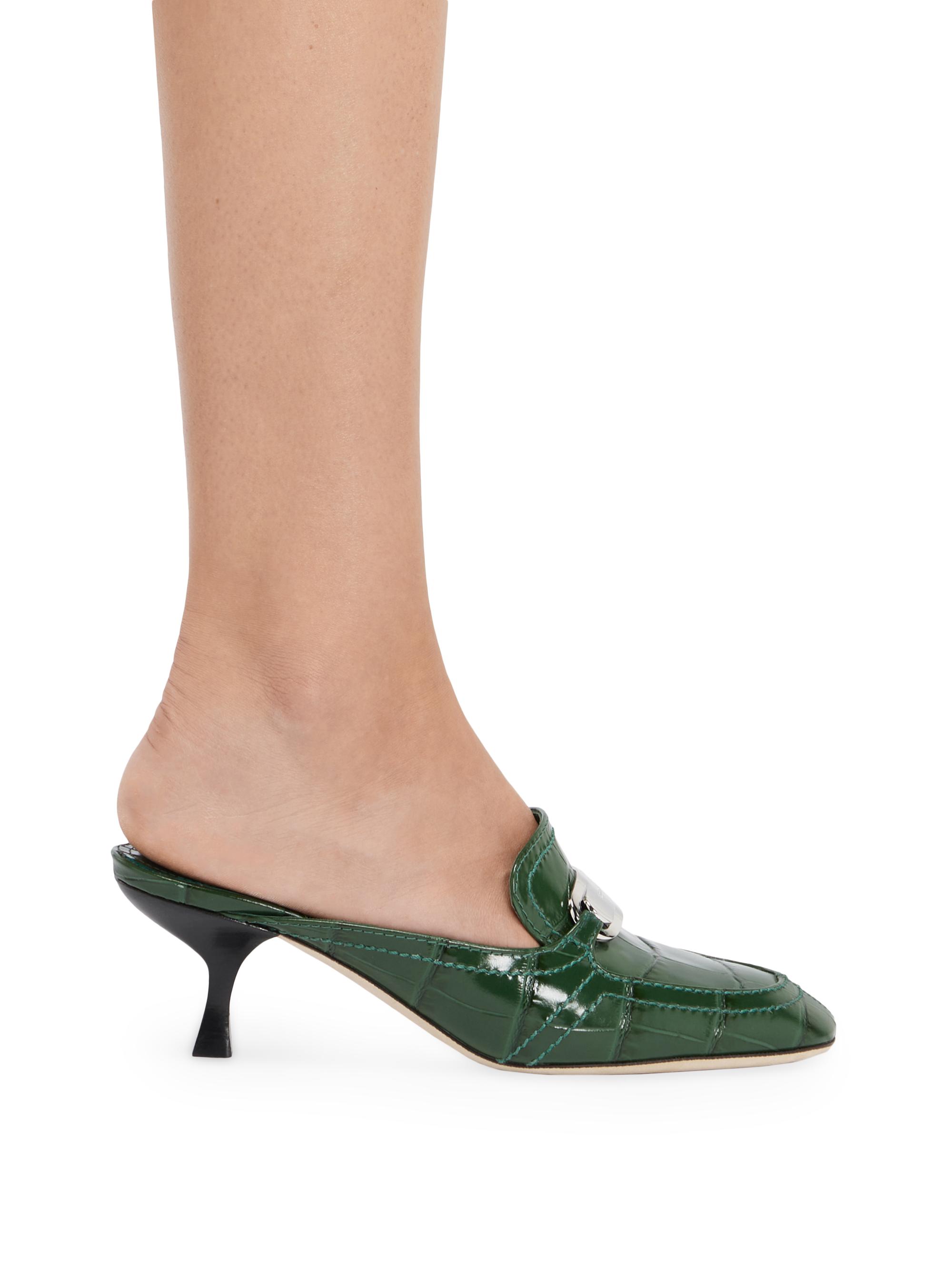 Shop FERRAGAMO Elodye 50MM Crocodile-Embossed Leather Mules | Saks  