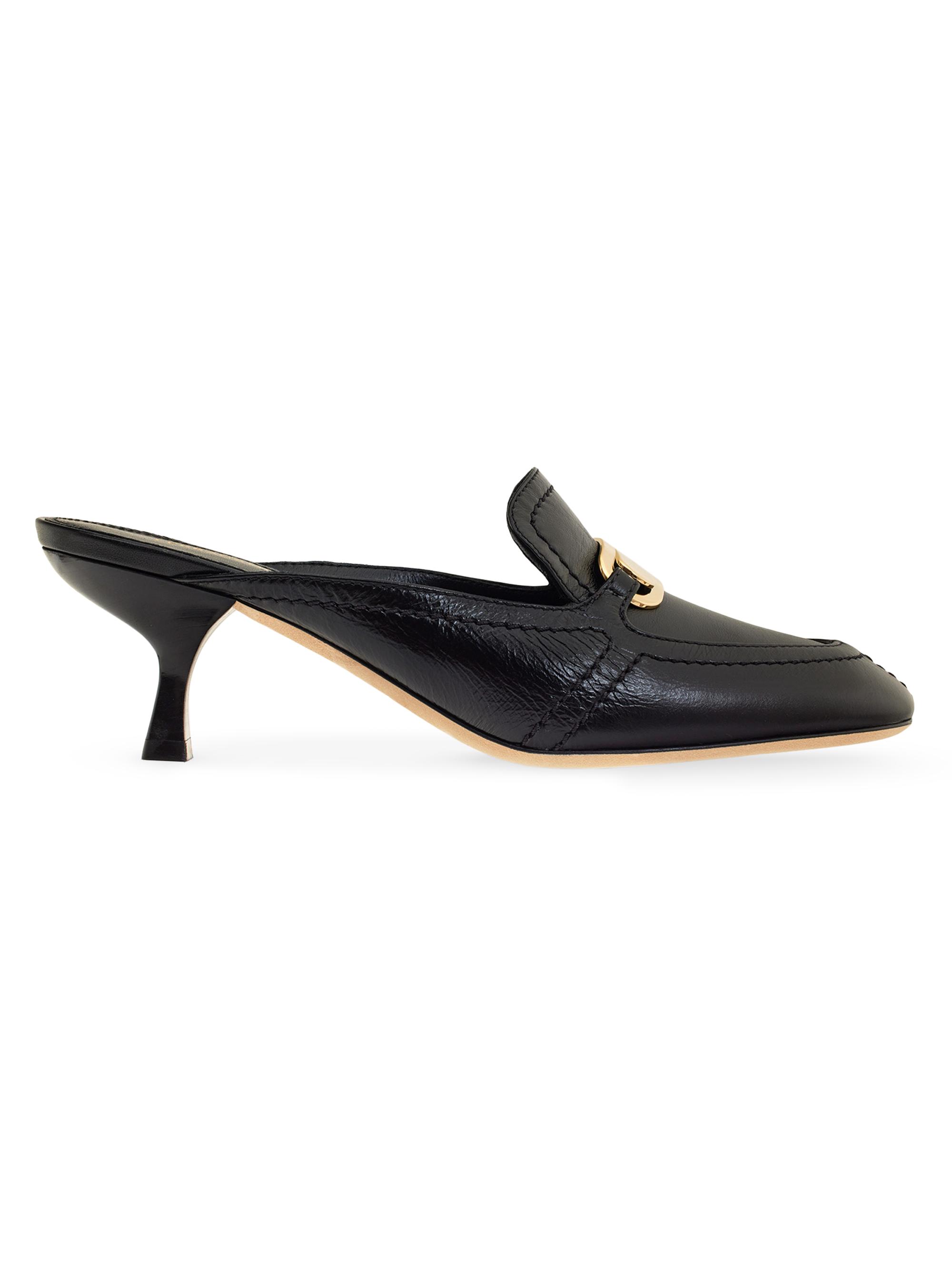 FERRAGAMO Women's Elodye 50MM Leather Mules - Nero