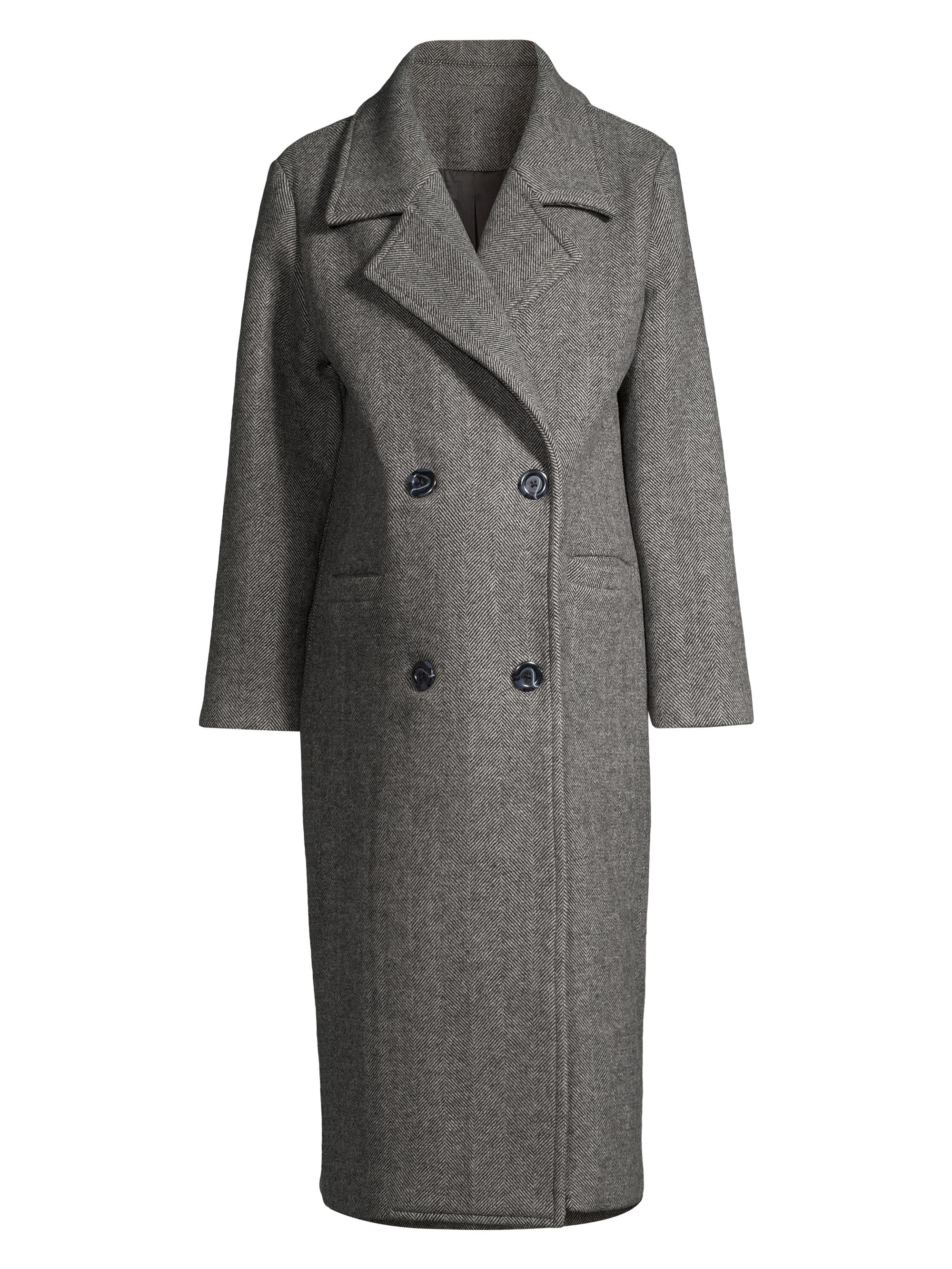 Emilia George Women's Amanda Herringbone Wool Double-Breasted Maternity Coat - Dark Gray