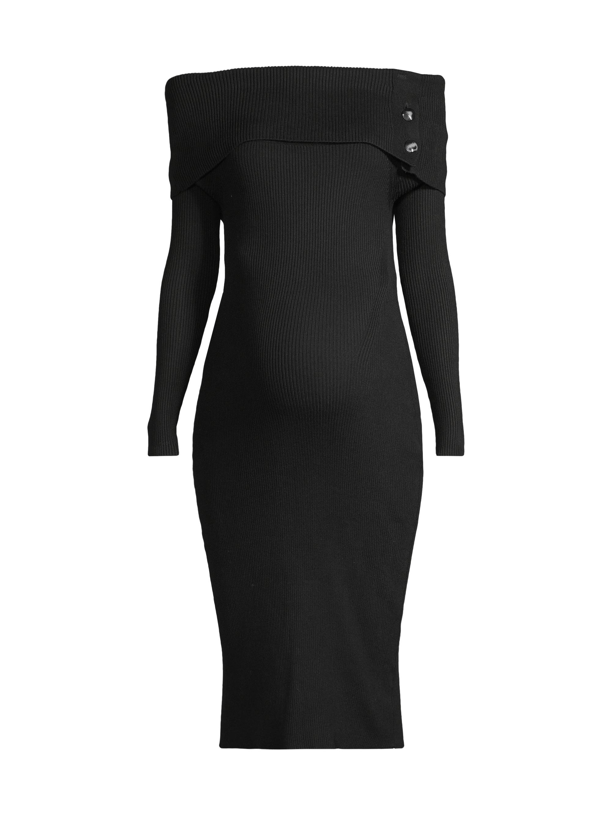 Emilia George Women's Carrie Off-The-Shoulder Maternity Midi-Dress - Black