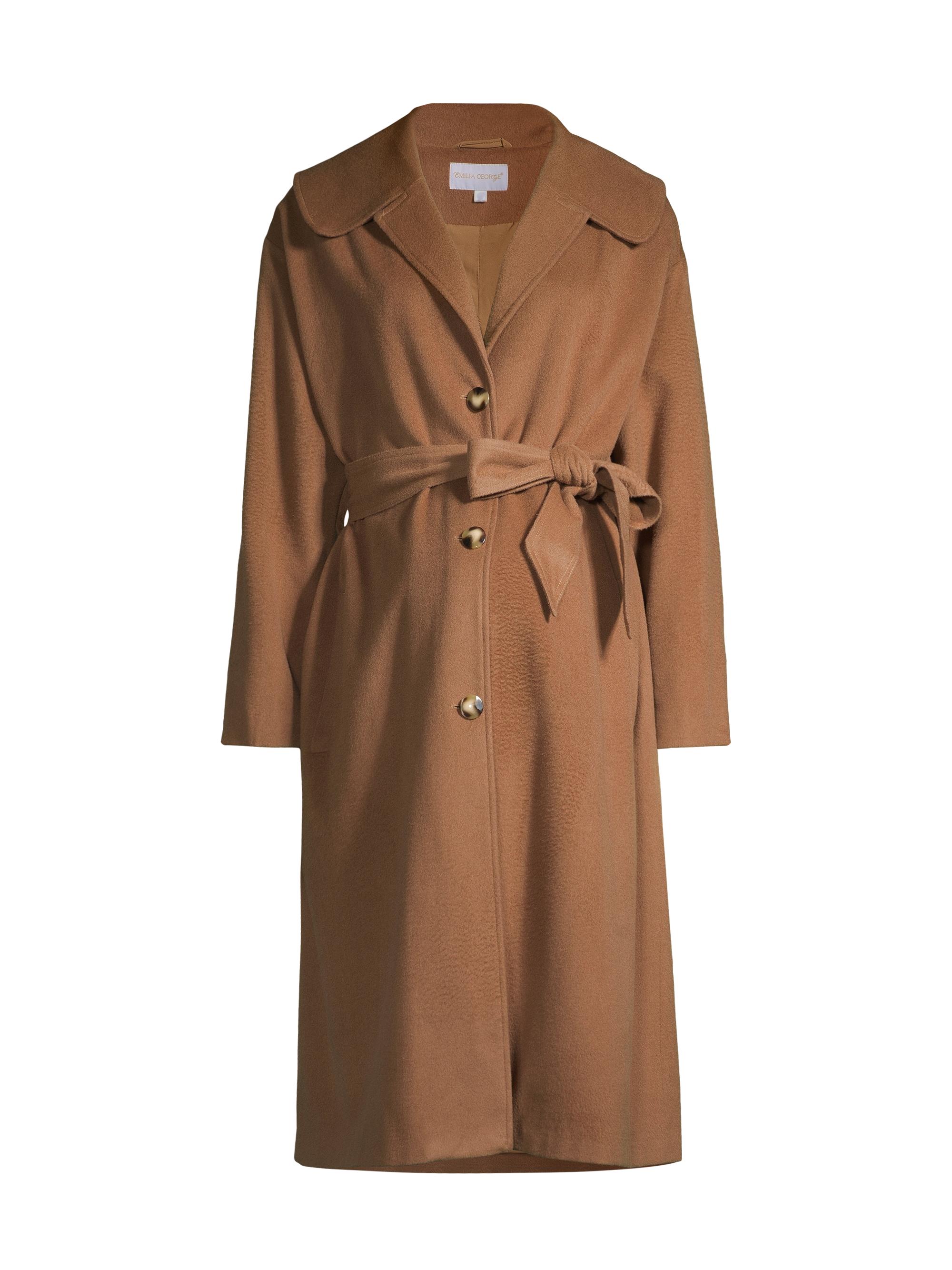 Emilia George Women's Eugene Wool Tie-Waist Maternity Coat - Light Camel