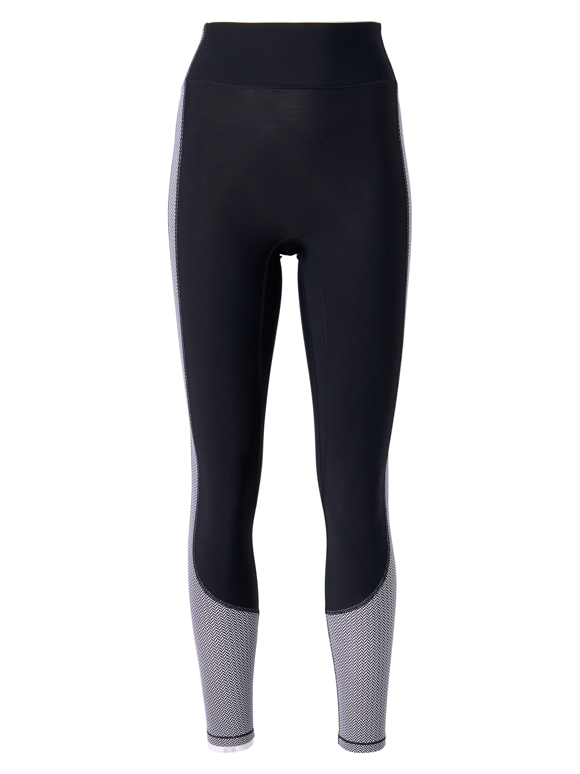 Bandier Women's Center Stage Colorblock Pro Fleece Leggings - Black White Herringbone