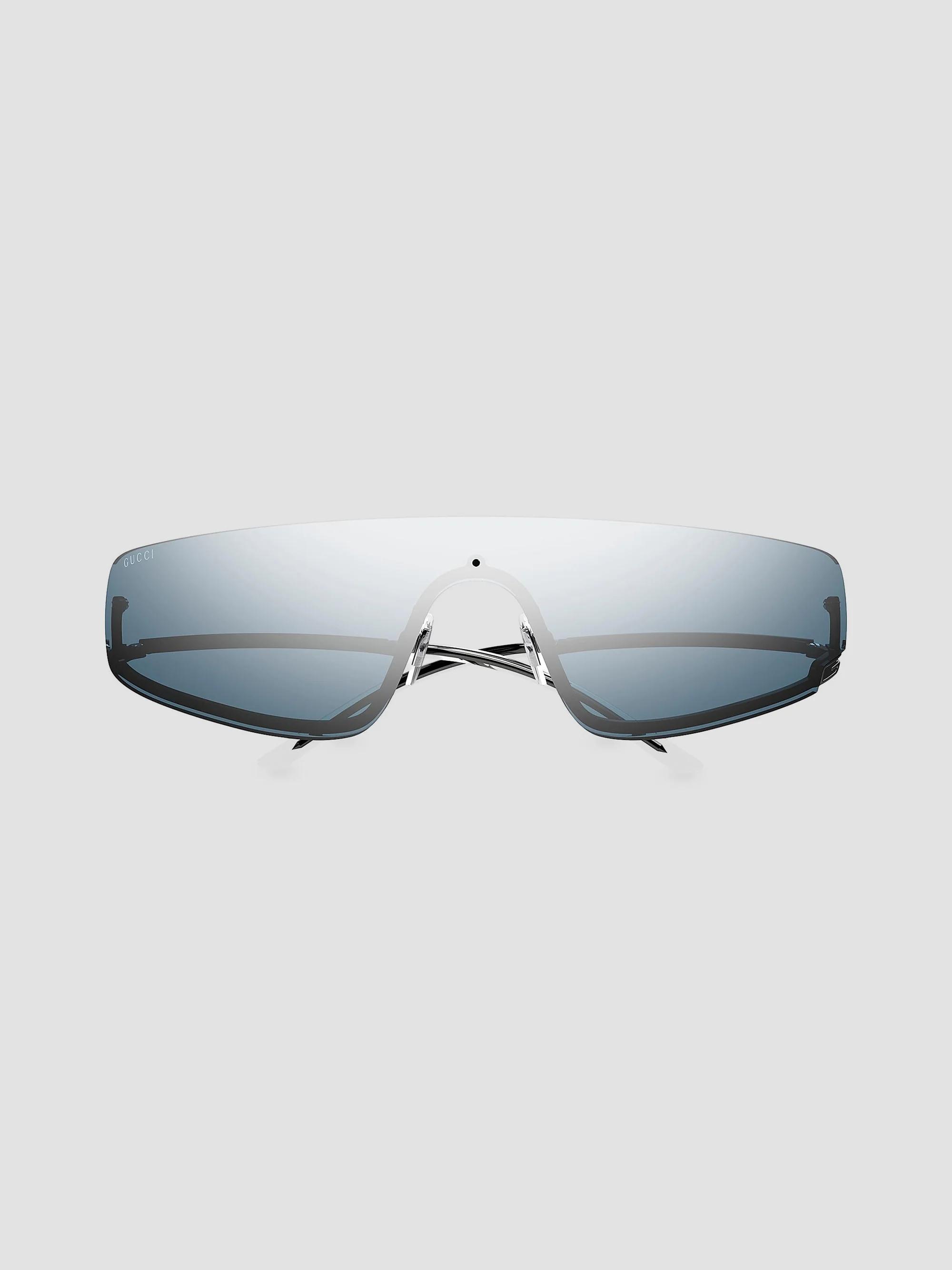 Gucci 99mm Shield Wrap Sunglasses White White Grey Gucci Shield-Frame Injection Sunglasses - Overstock - 43212749 main image 2