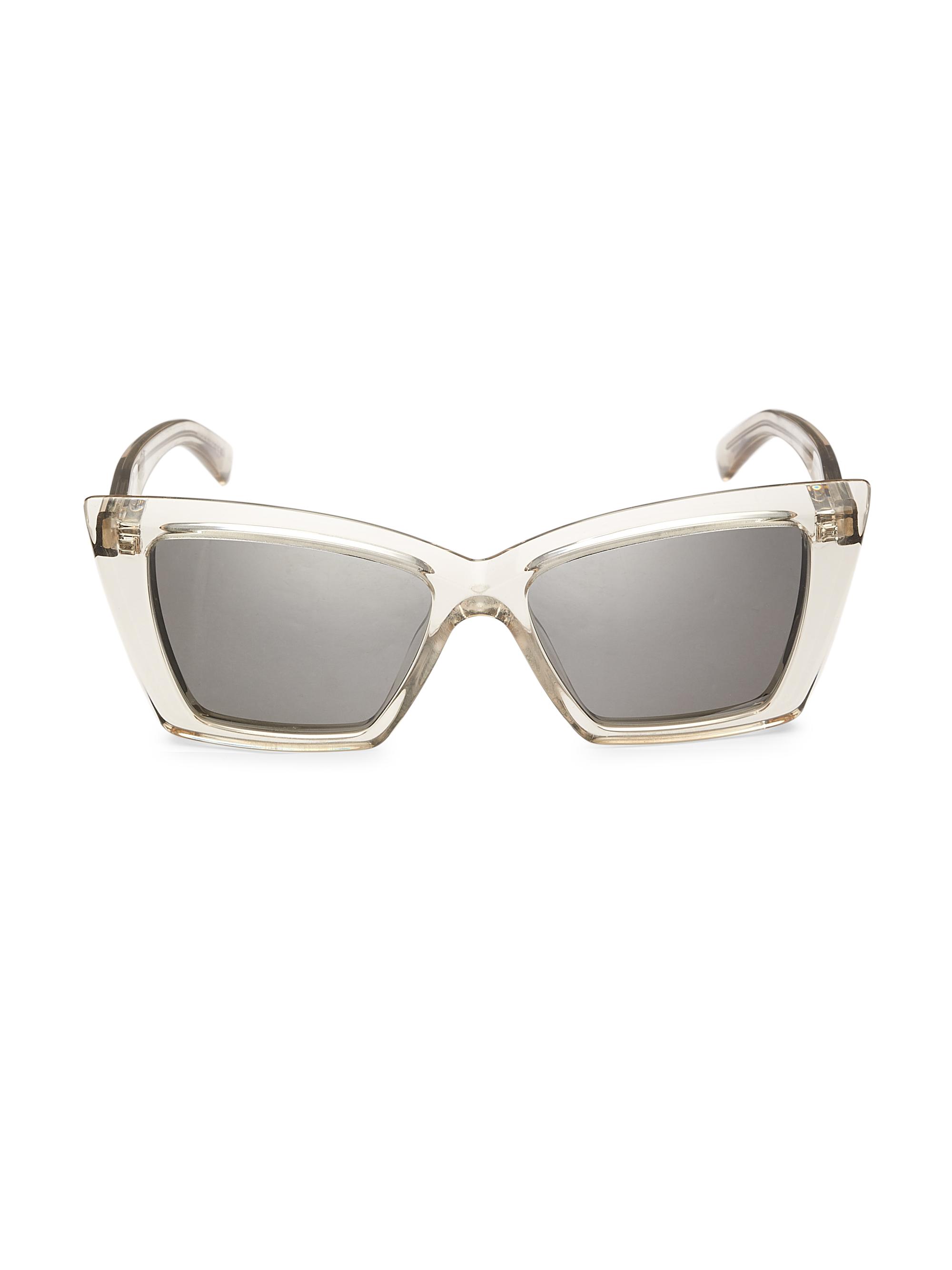 Saint Laurent Women's Lignes Pointues 54MM Cat-Eye Sunglasses - Translucent Beige Grey