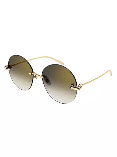 Trinity 60MM 24K Gold, Rose Gold, & Platinum-Plated Metal Rimless Round Sunglasses