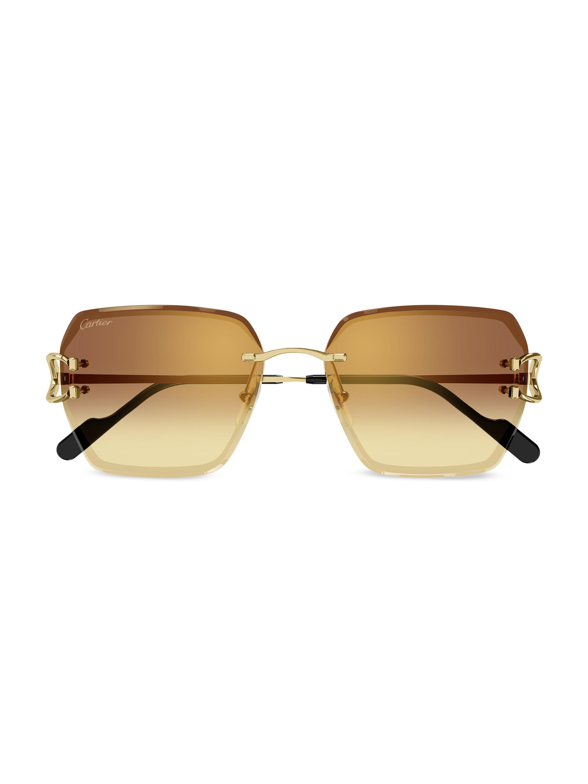 Cartier Women's C Decor 58MM 24K-Gold-Plated Metal Rimless Butterfly Sunglasses - Gold Amber Gradient | Thumbnail 2
