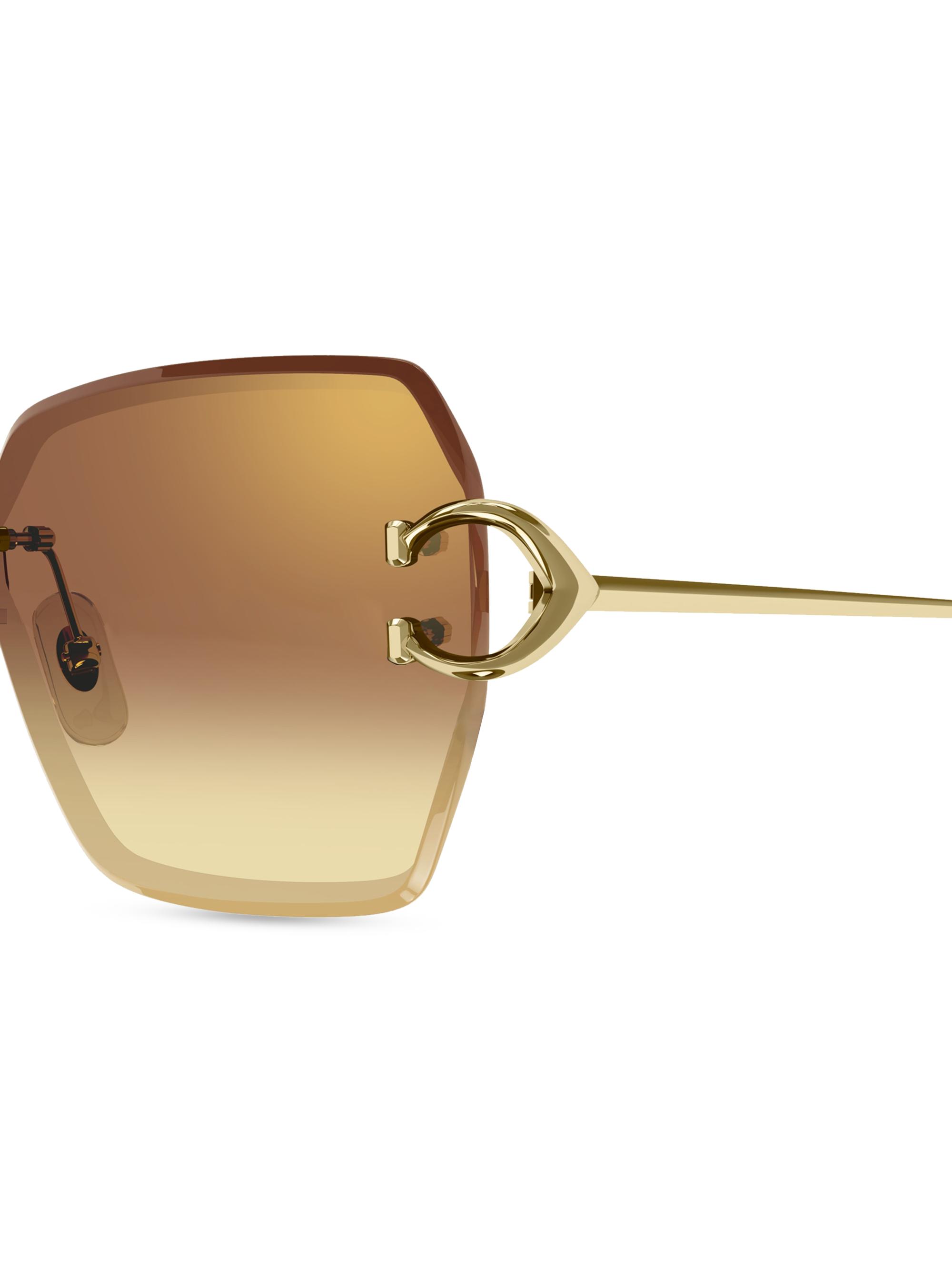 Cartier Women's C Decor 58MM 24K-Gold-Plated Metal Rimless Butterfly Sunglasses - Gold Amber Gradient | Thumbnail 3