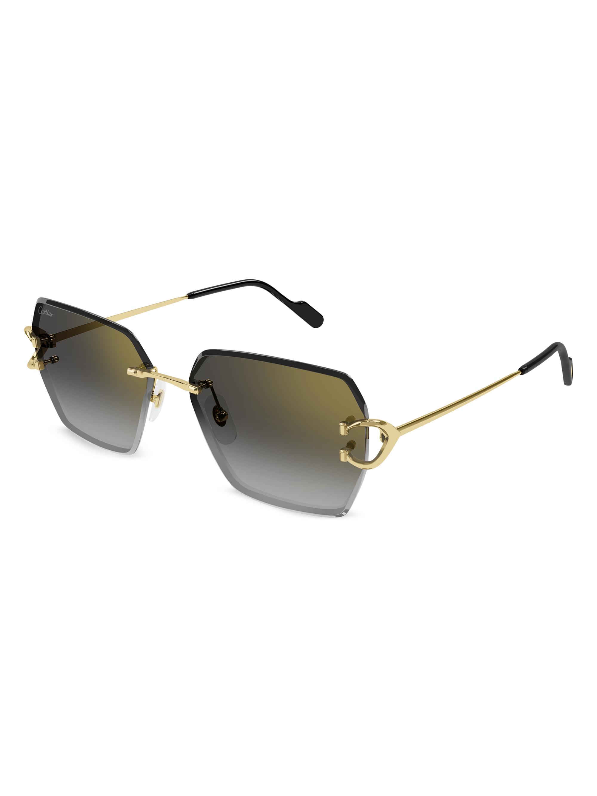 Cartier Women's C Decor 58MM 24K-Gold-Plated Metal Rimless Butterfly Sunglasses - Gold Grey Gradient | Thumbnail 4